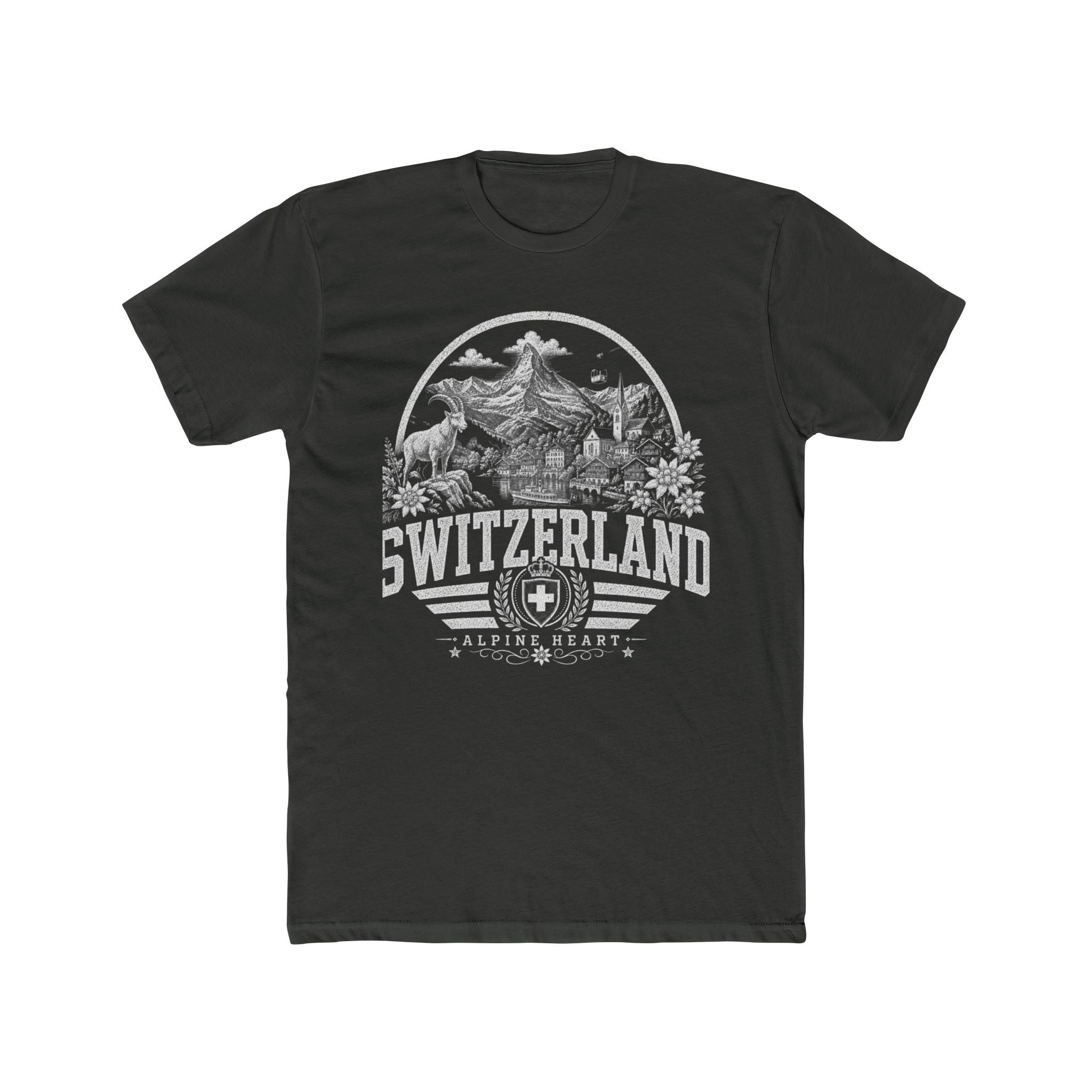 Switzerland vintage landmarks men's tee — iconic landmark design | Nameshi Destinations (view 5)