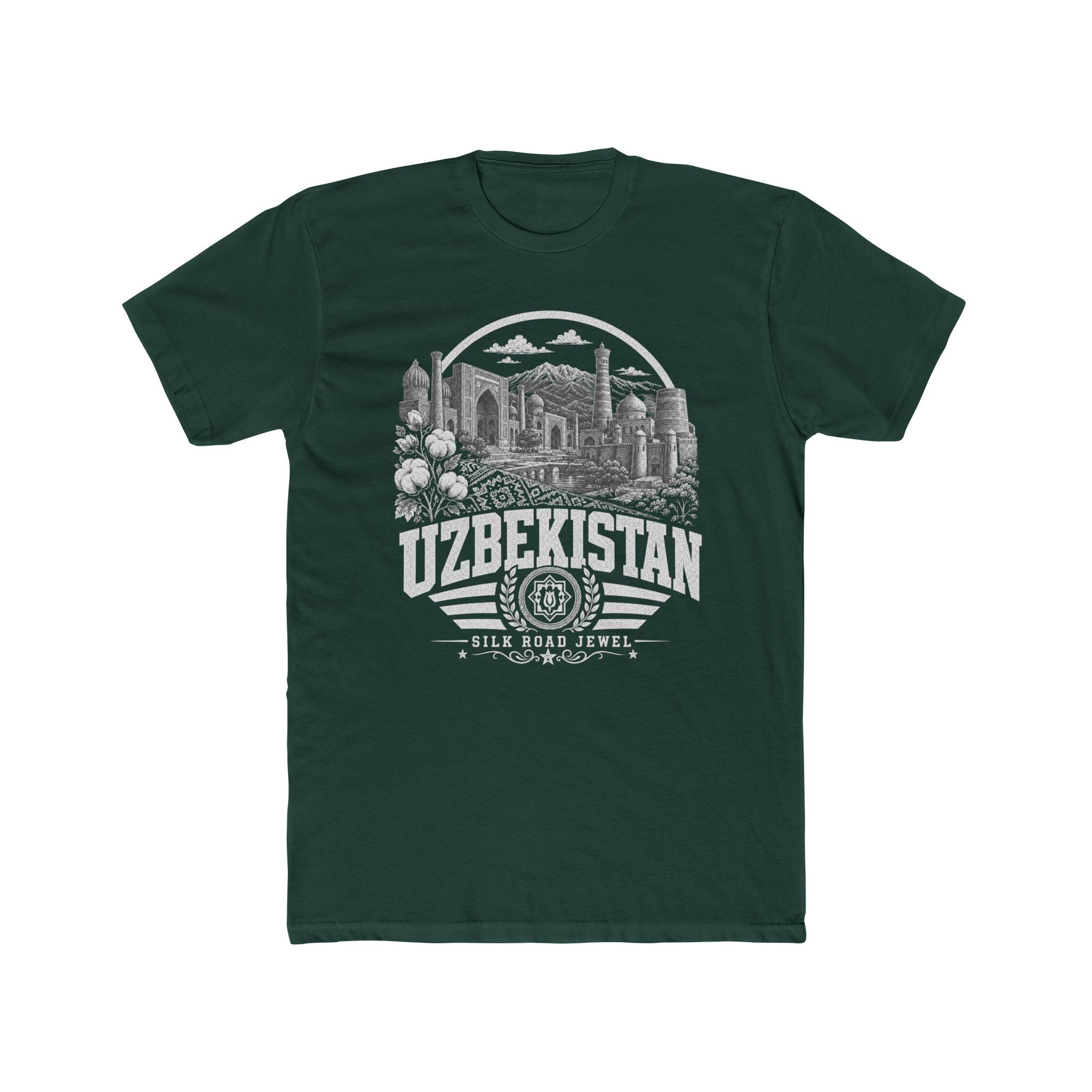 Camiseta Masculina Joia da Rota da Seda do Uzbequistão