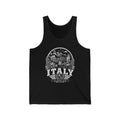 Italy vintage landmarks men's tank top — iconic landmark design | Nameshi Destinations (view 1)