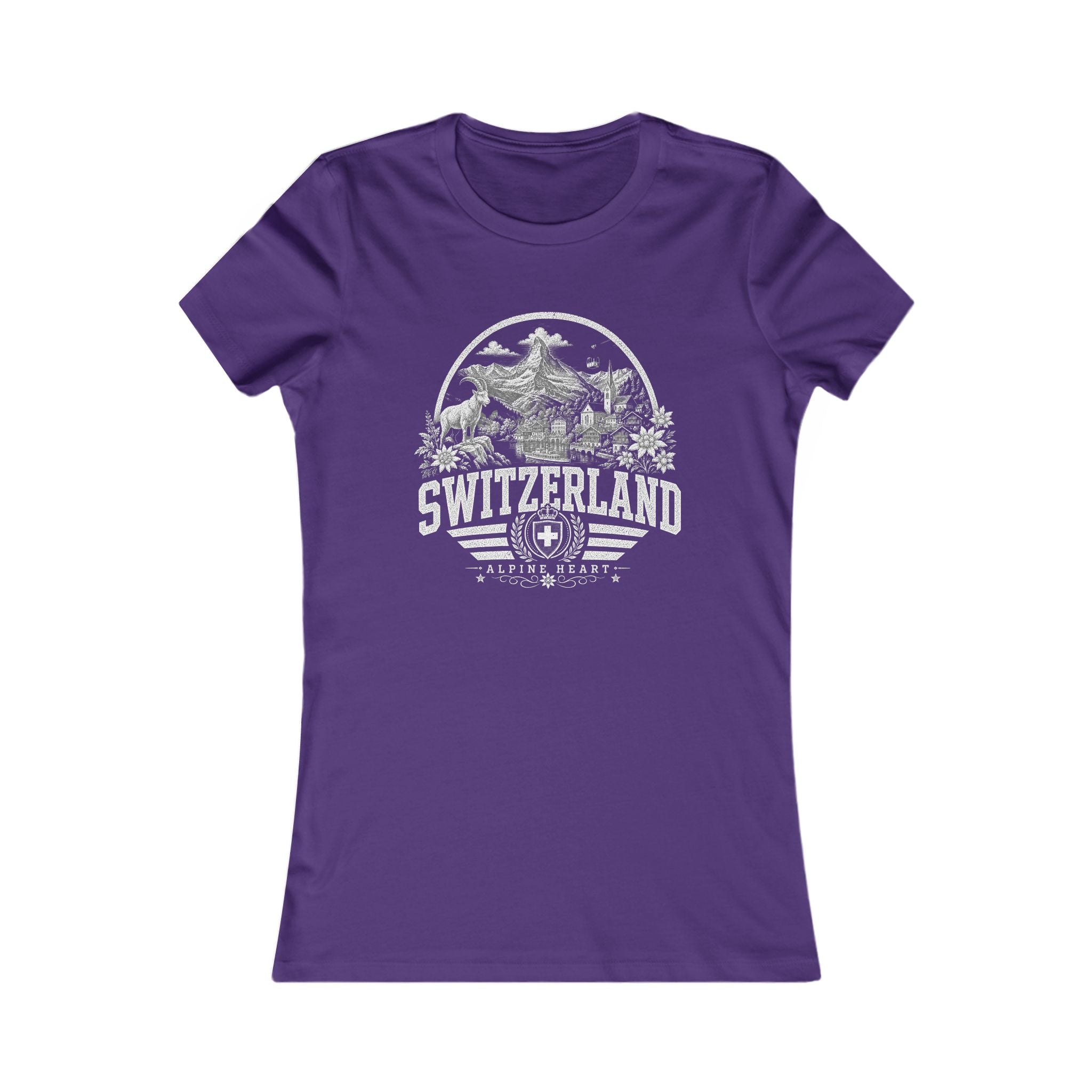 Switzerland vintage landmarks women's tee — iconic landmark design | Nameshi Destinations (view 6)