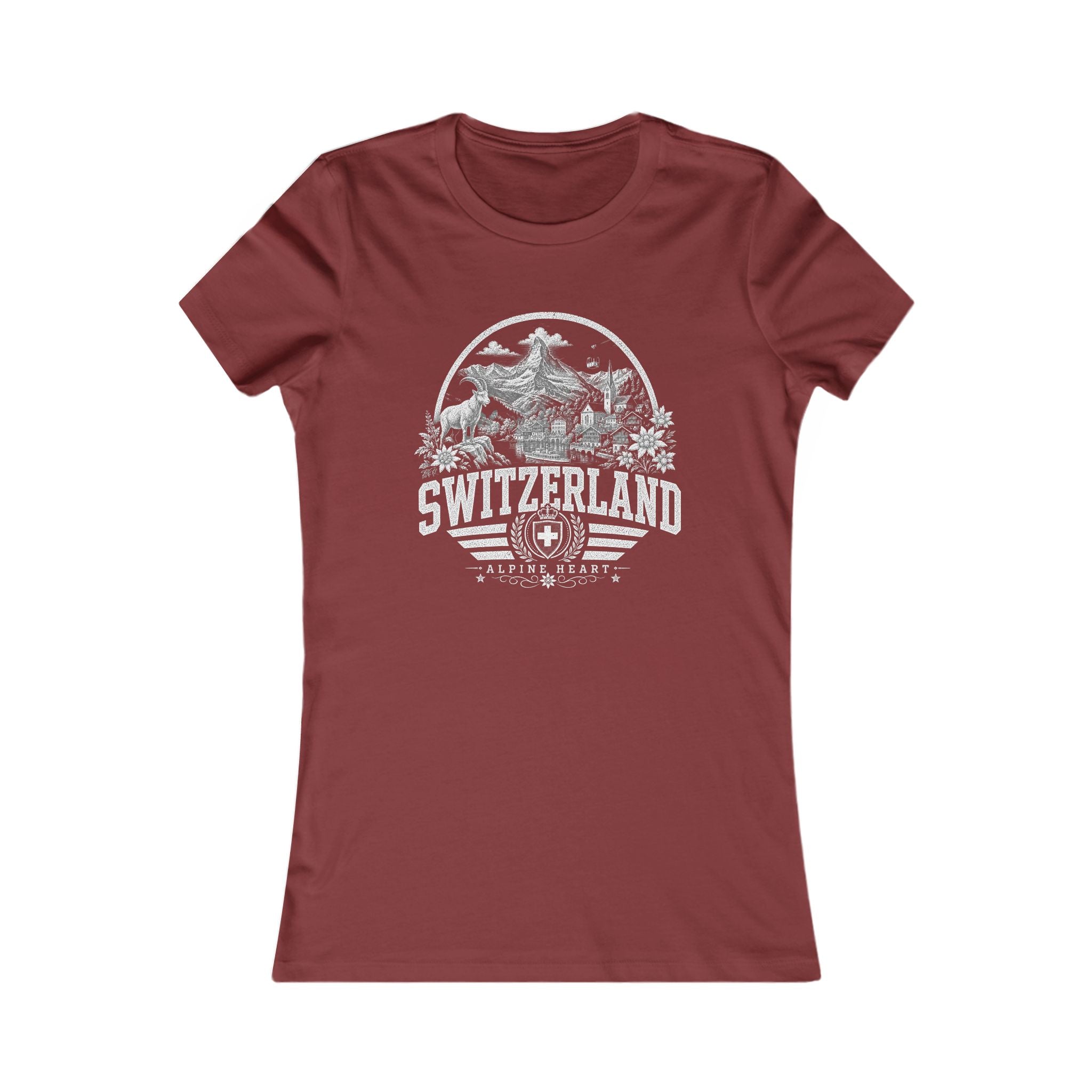 Switzerland vintage landmarks women's tee — iconic landmark design | Nameshi Destinations (view 15)