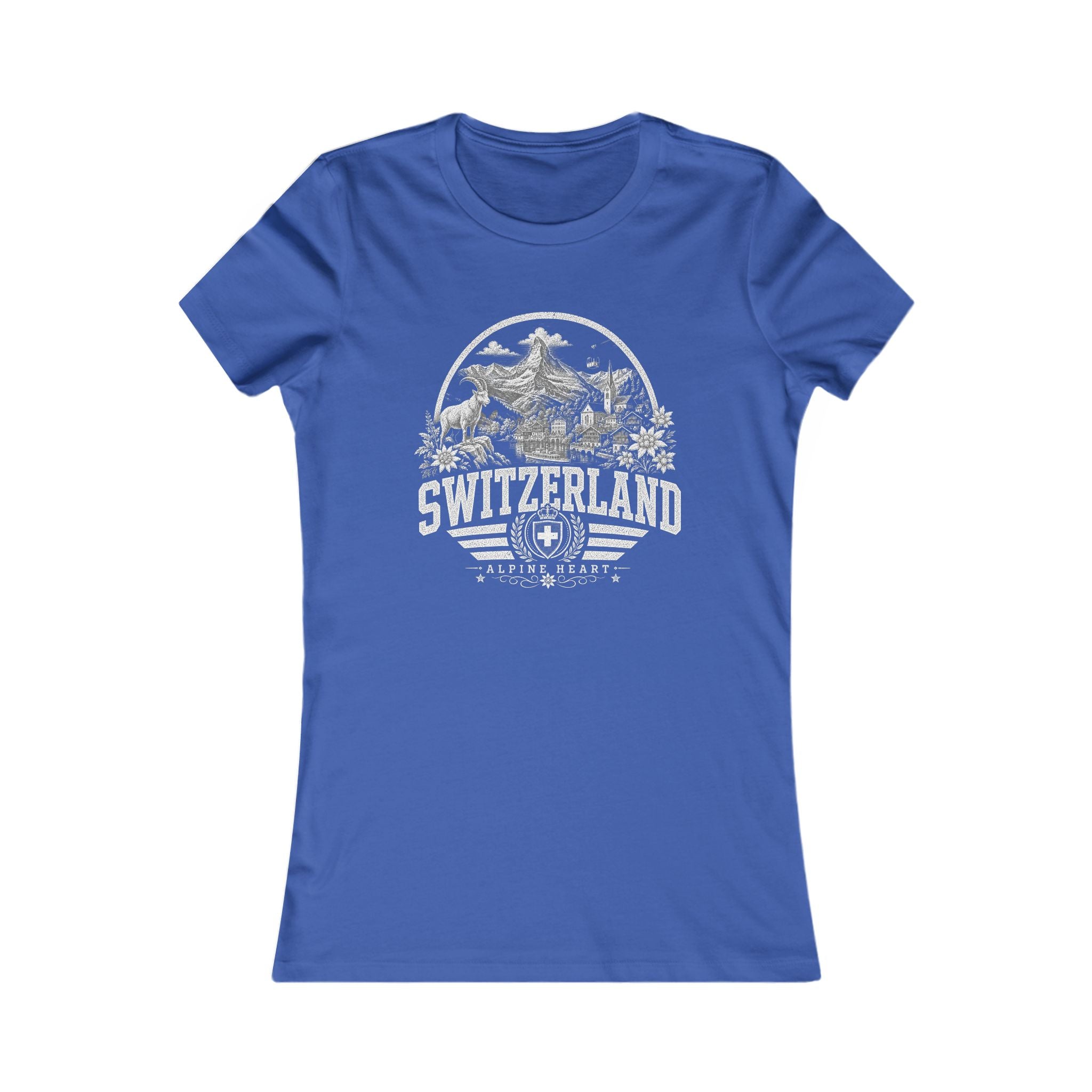 Switzerland vintage landmarks women's tee — iconic landmark design | Nameshi Destinations (view 3)