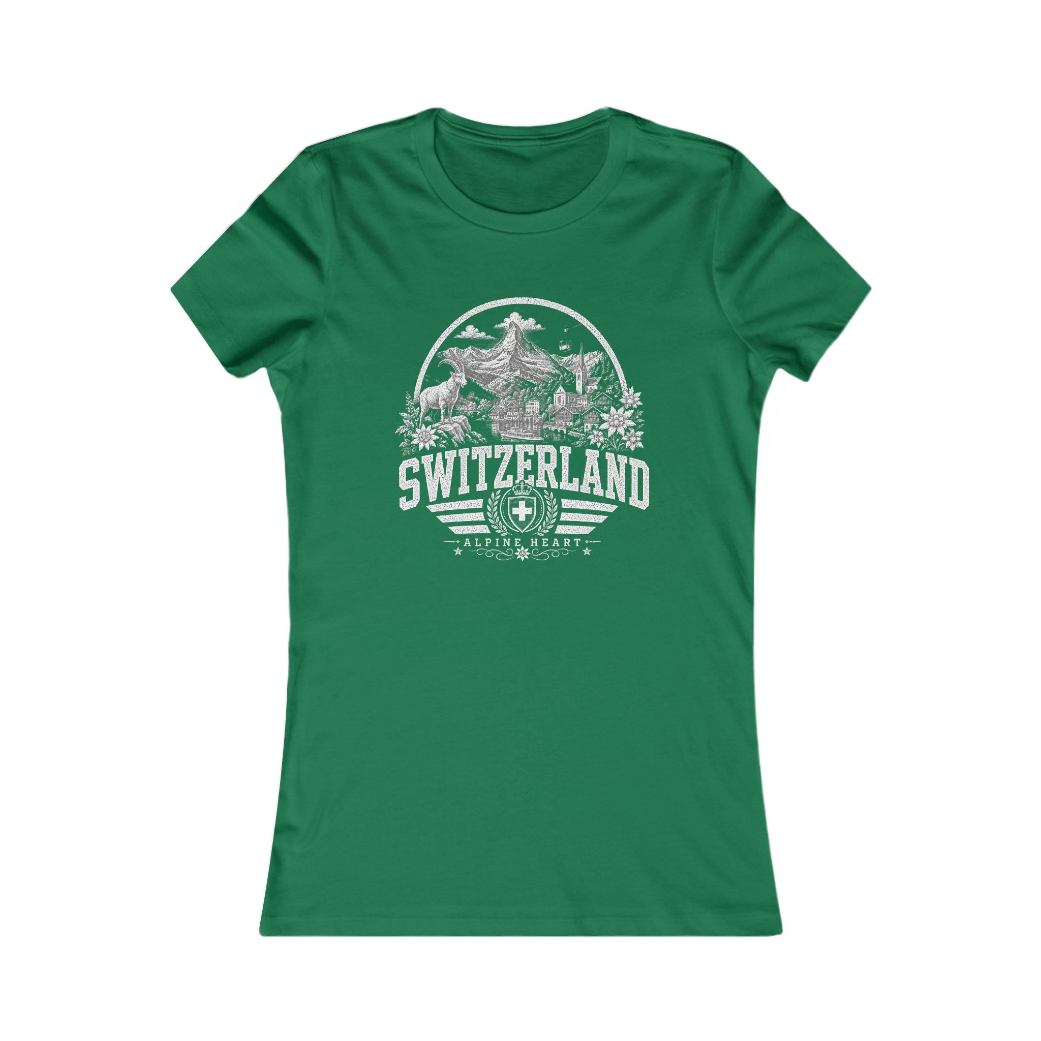 Switzerland vintage landmarks women's tee — iconic landmark design | Nameshi Destinations (view 2)