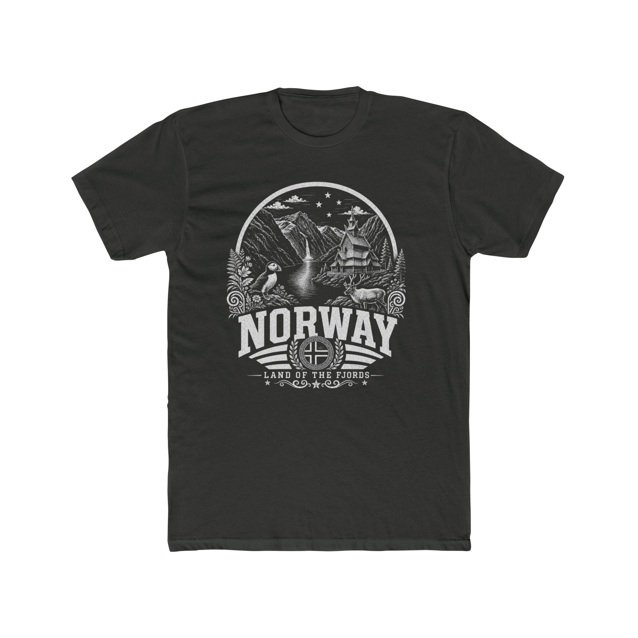 Norway vintage landmarks men's tee — iconic landmark design | Nameshi Destinations (view 5)
