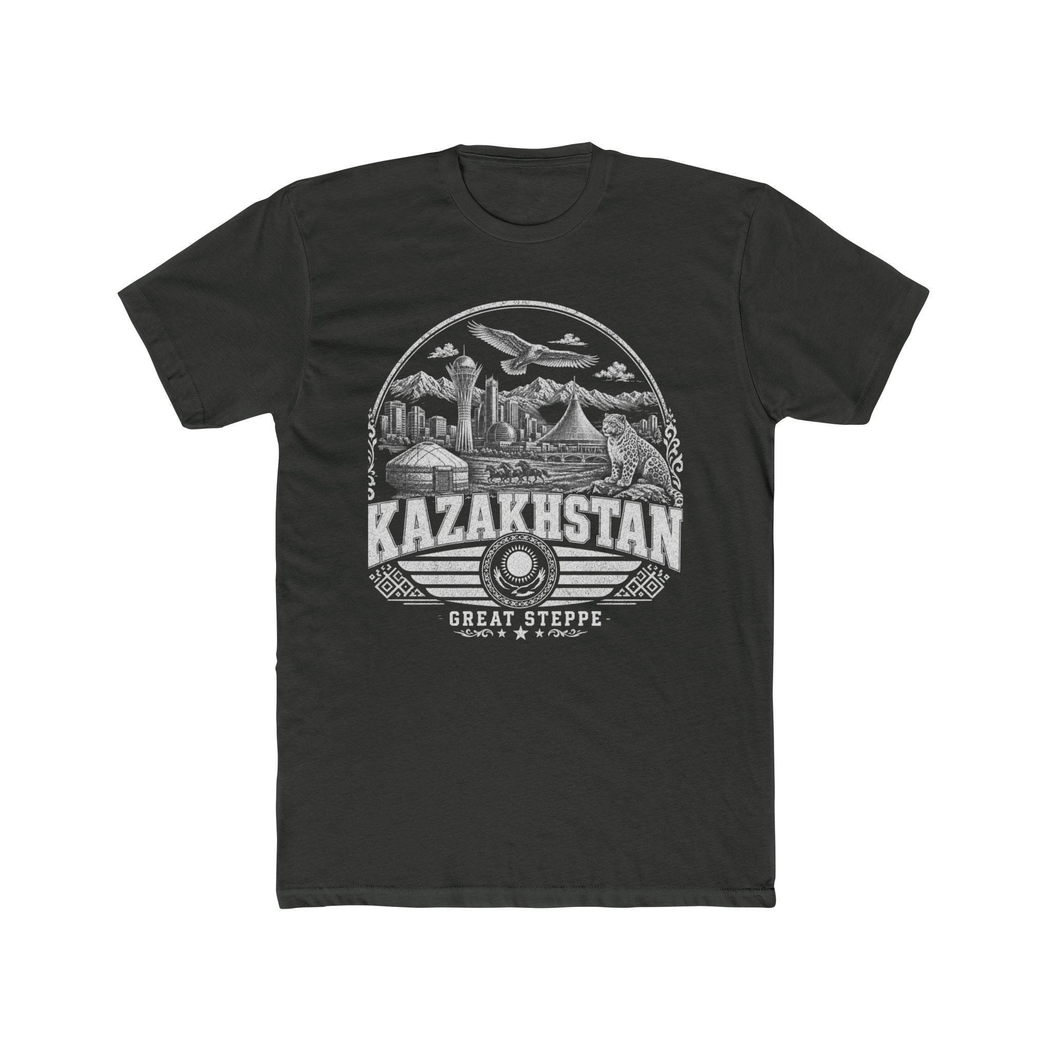 Kazakhstan vintage landmarks men's tee — iconic landmark design | Nameshi Destinations (view 5)