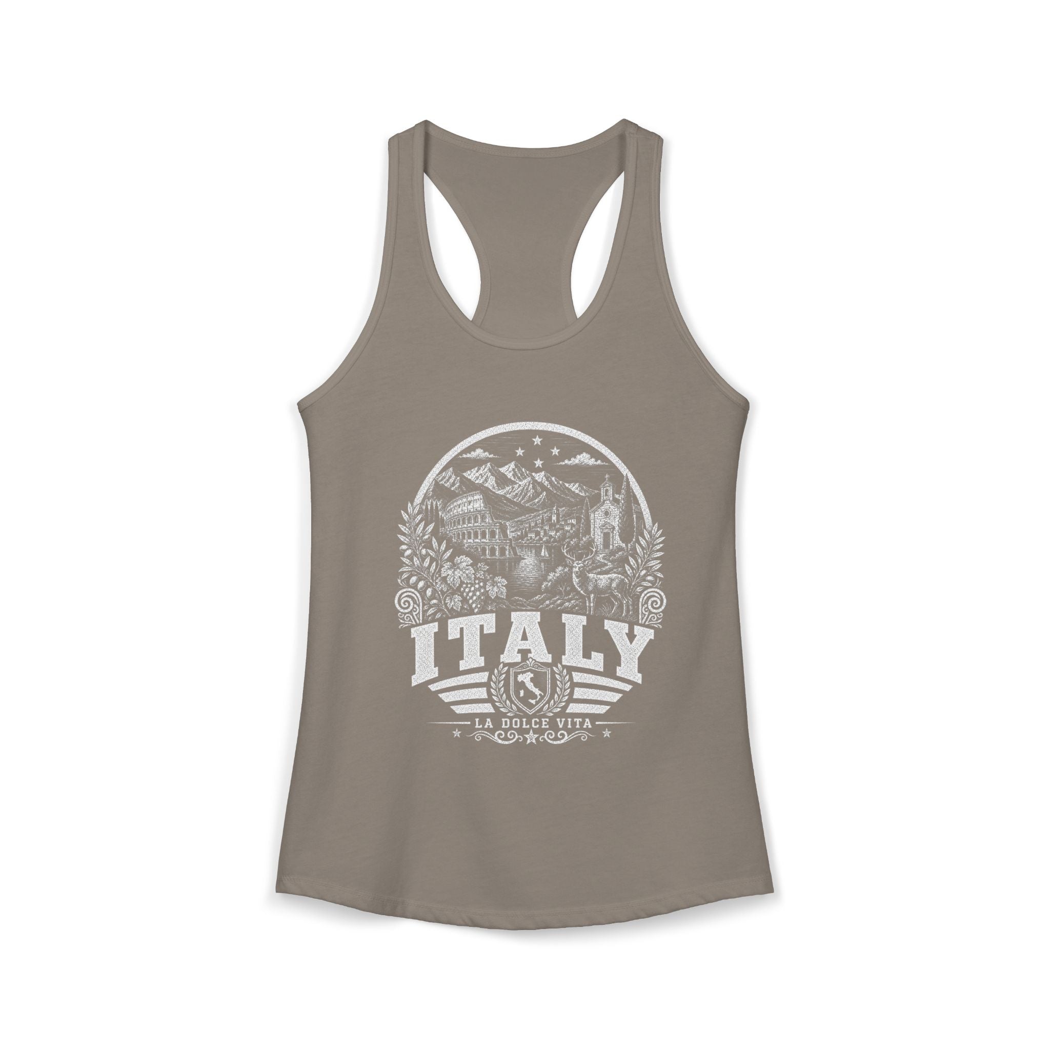 Italy vintage landmarks tank top — iconic landmark design | Nameshi Destinations (view 4)