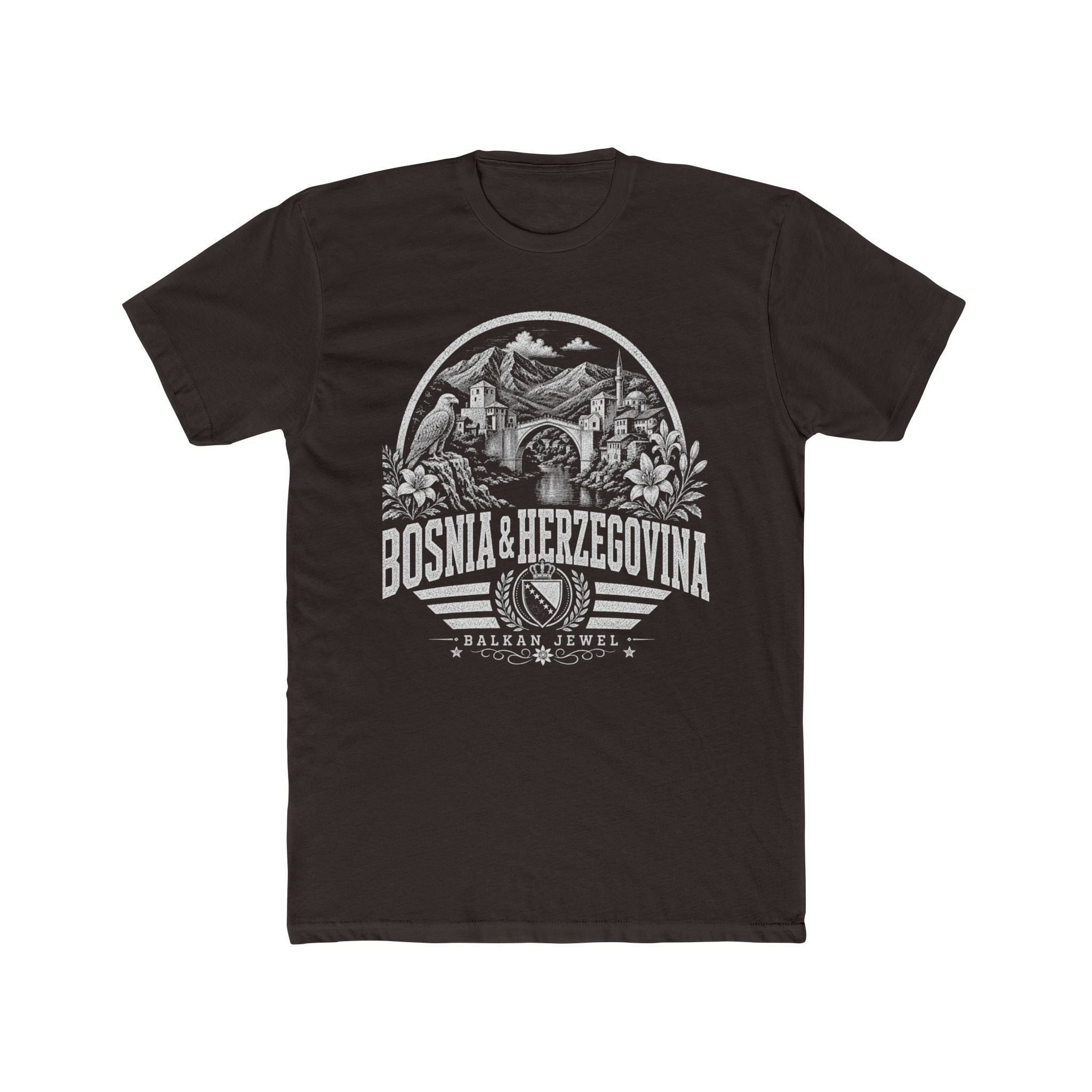 Bosnia & Herzegovina vintage landmarks men's tee — iconic landmark design | Nameshi Destinations (view 2)
