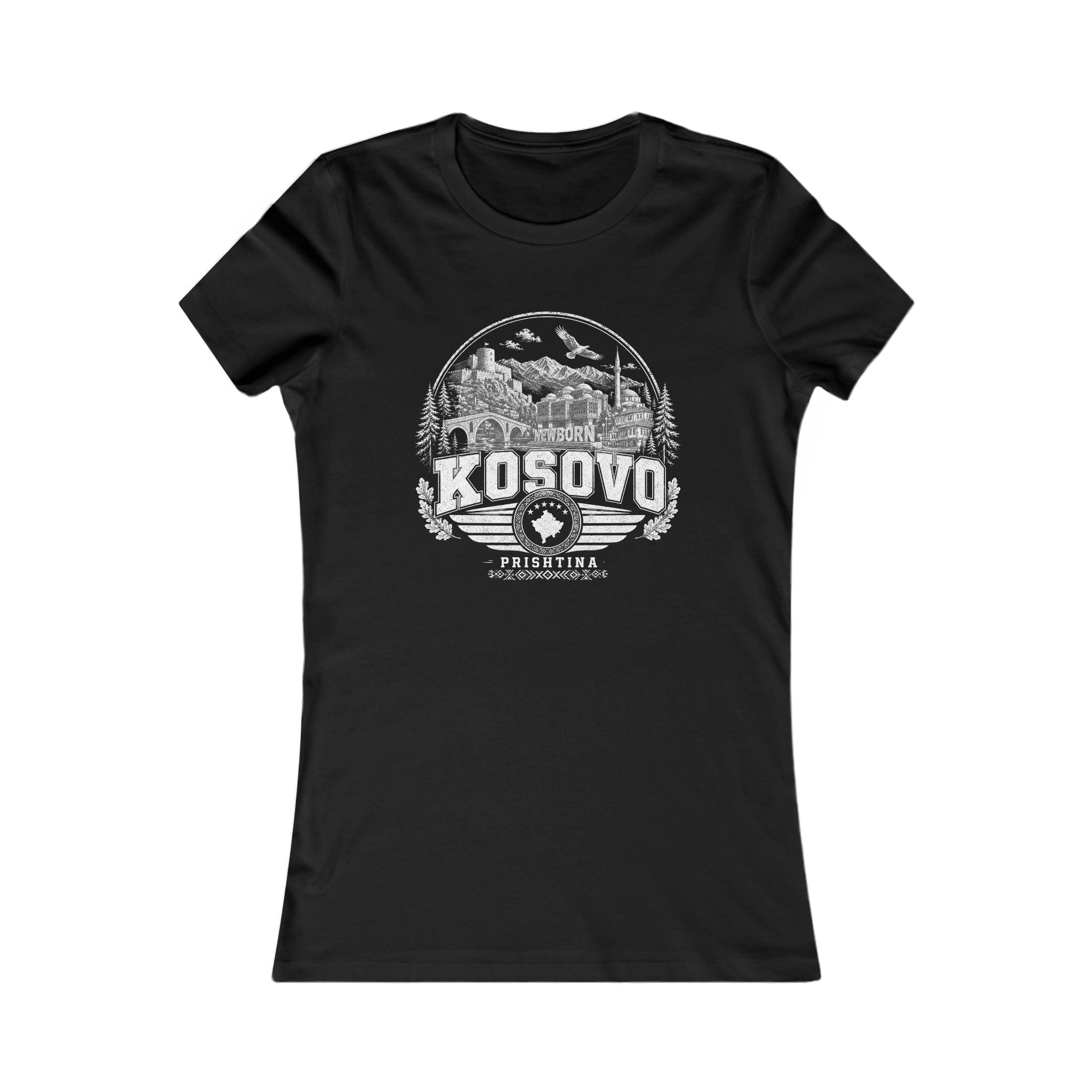 Kosovo vintage landmarks women's tee — iconic landmark design | Nameshi Destinations (view 1)