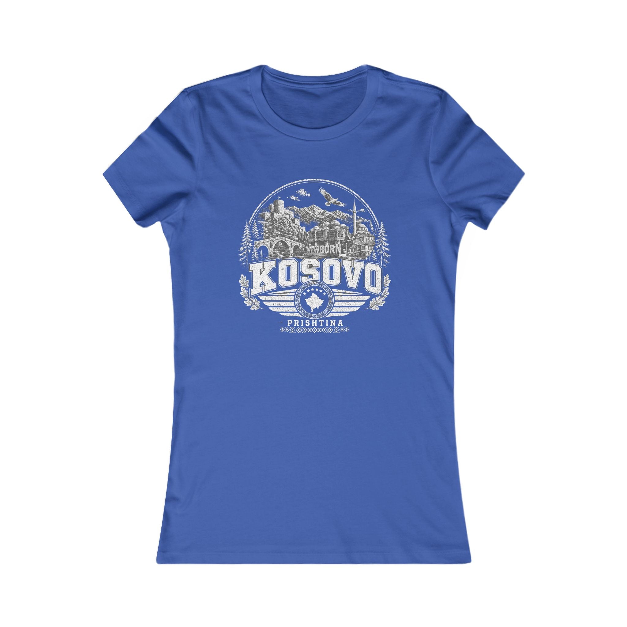 Kosovo vintage landmarks women's tee — iconic landmark design | Nameshi Destinations (view 3)