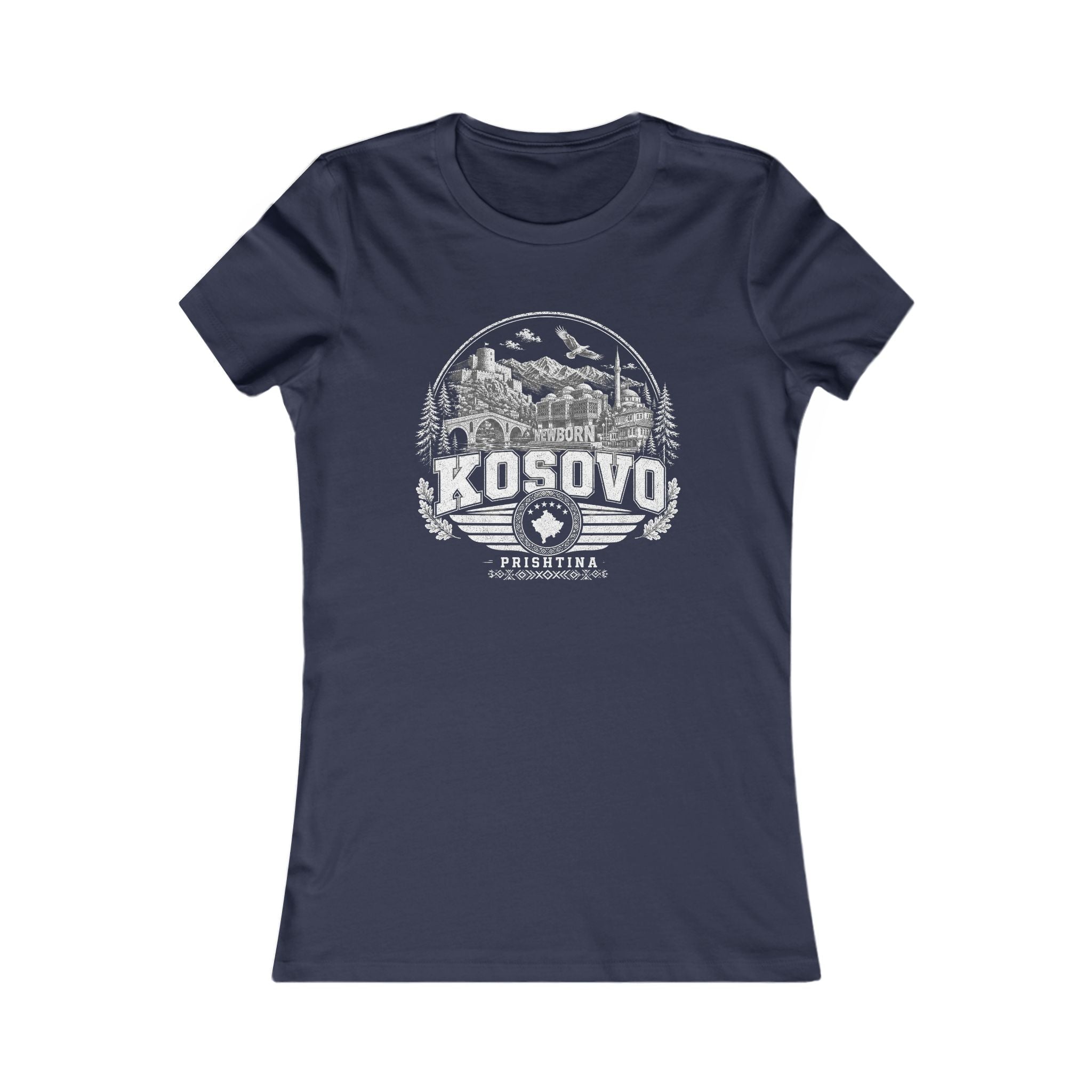 Kosovo vintage landmarks women's tee — iconic landmark design | Nameshi Destinations (view 5)