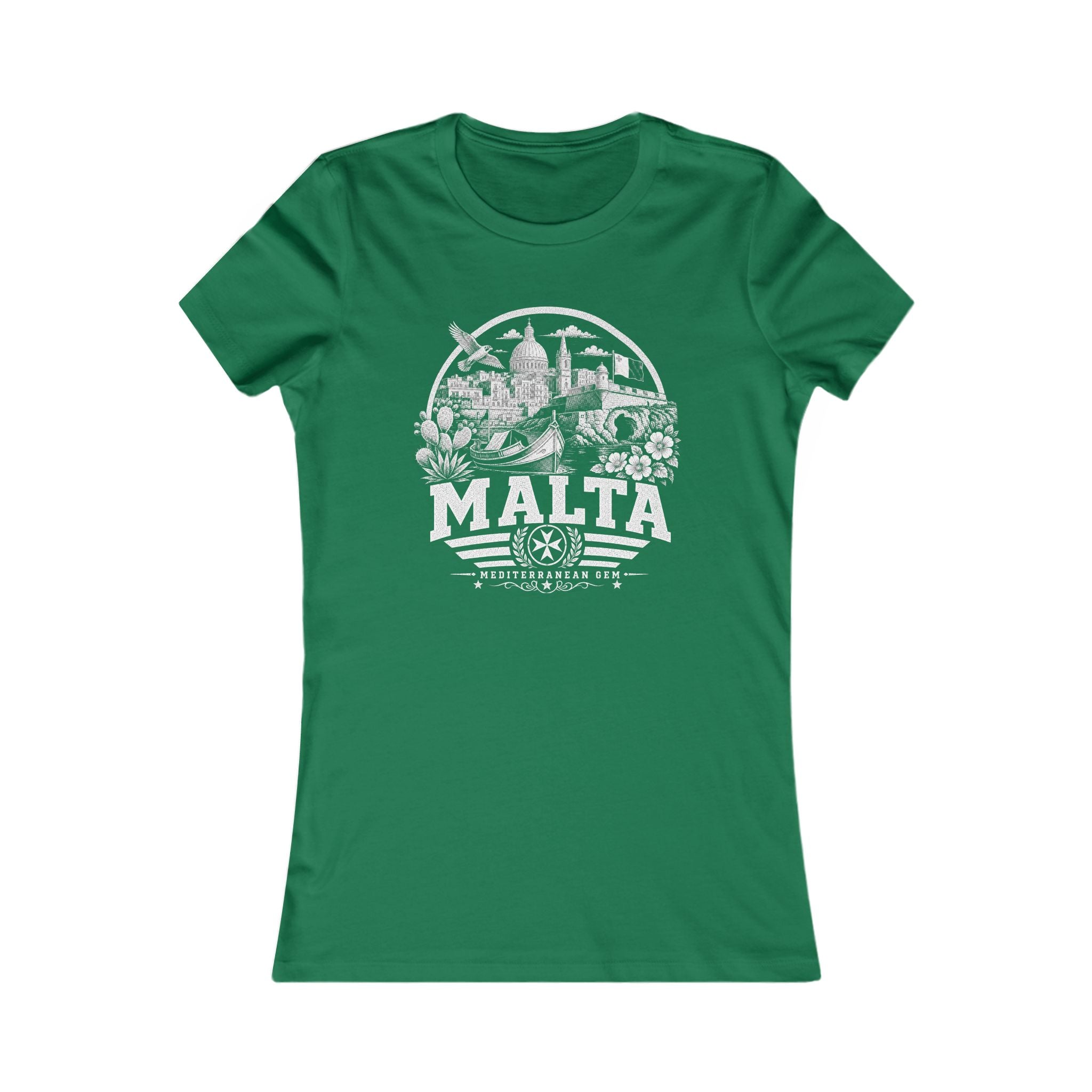 Malta vintage landmarks women's tee — iconic landmark design | Nameshi Destinations (view 2)