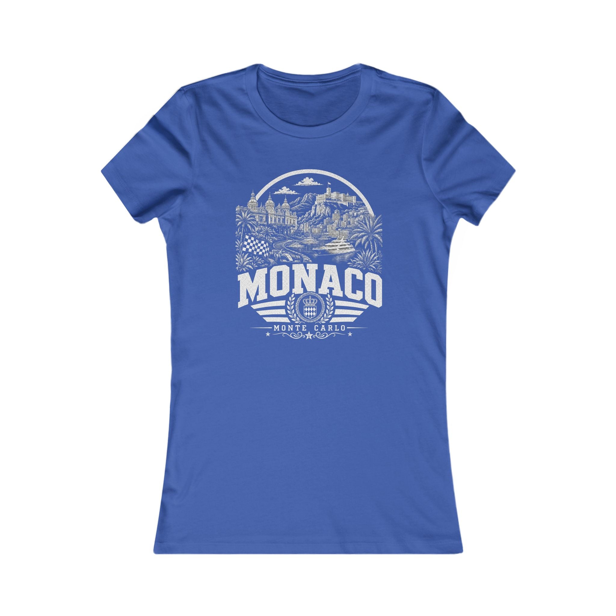 Monaco vintage landmarks women's tee — iconic landmark design | Nameshi Destinations (view 3)