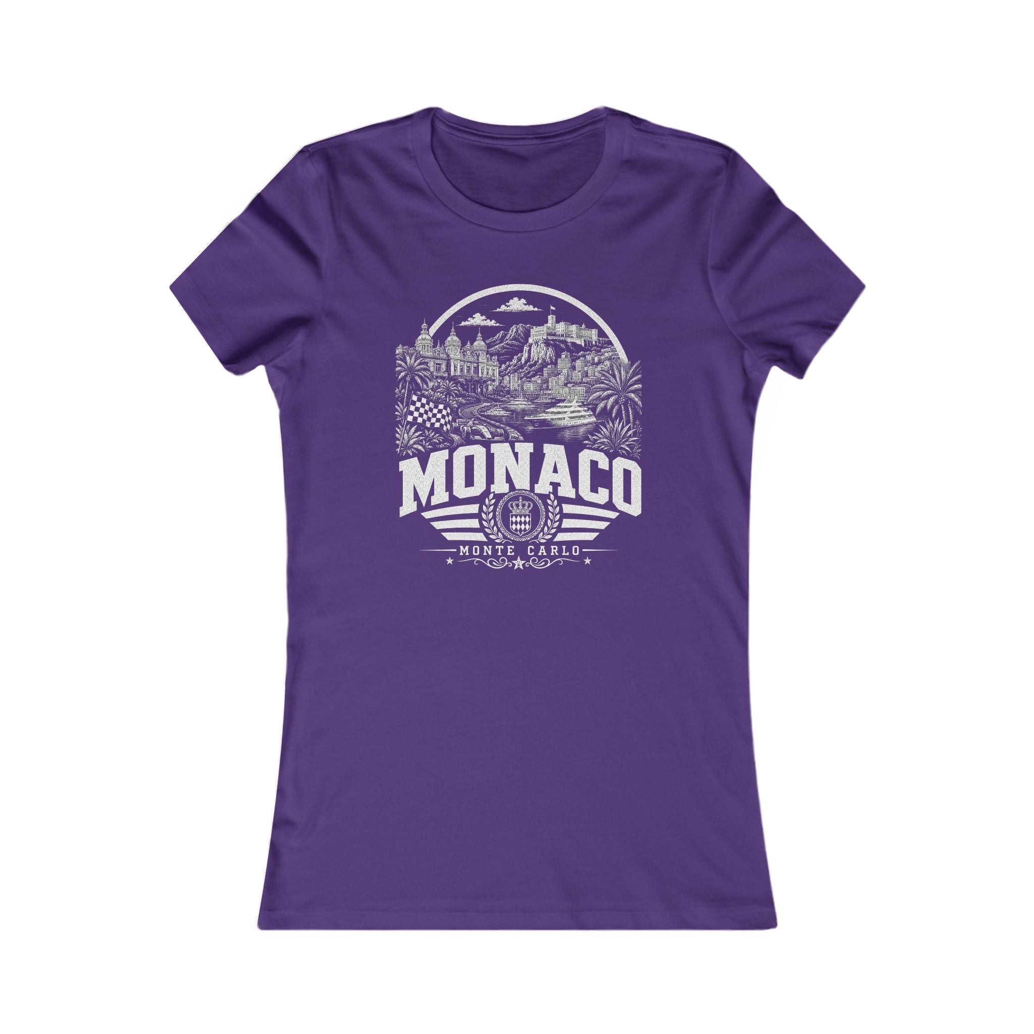 Monaco vintage landmarks women's tee — iconic landmark design | Nameshi Destinations (view 6)