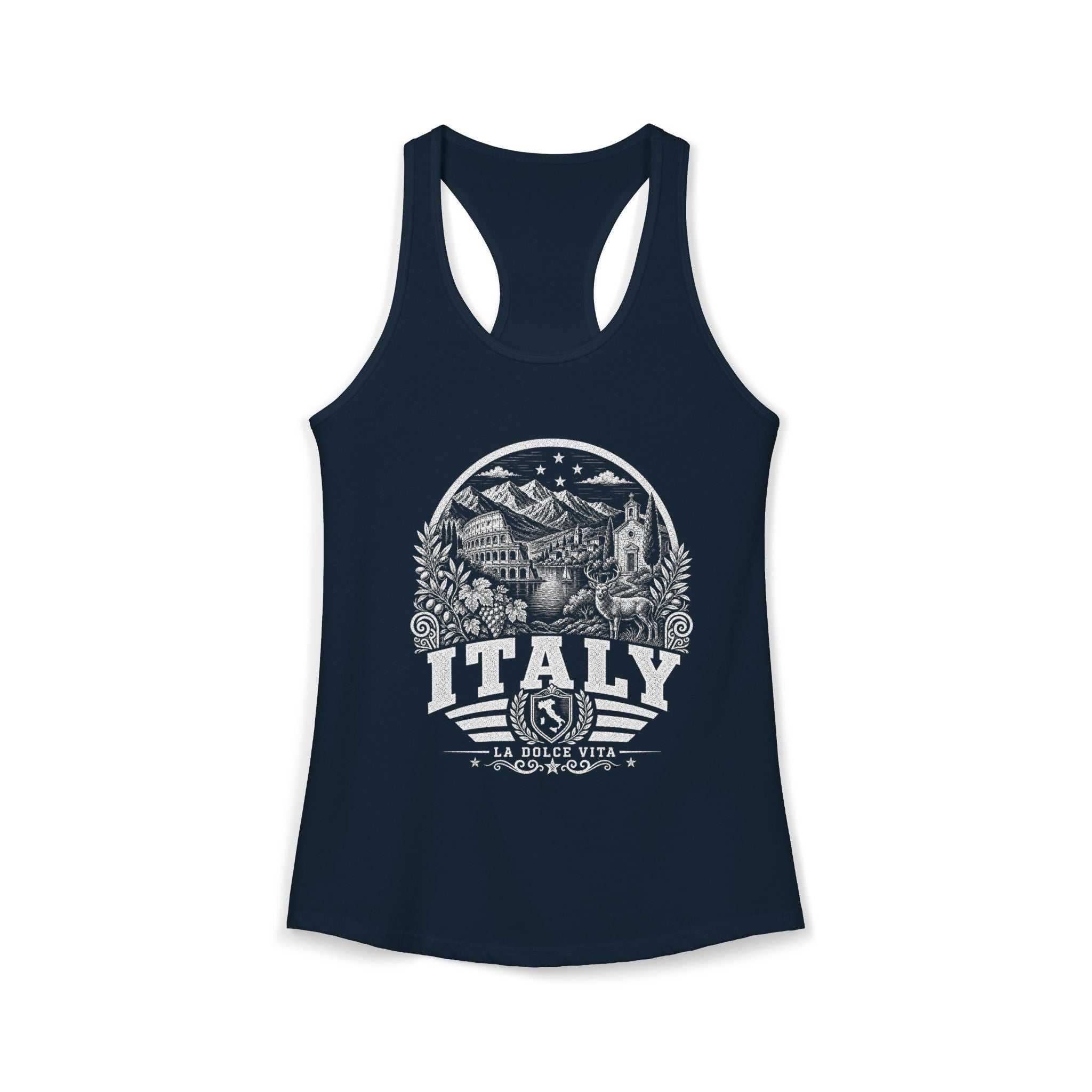 Italy vintage landmarks tank top — iconic landmark design | Nameshi Destinations (view 11)