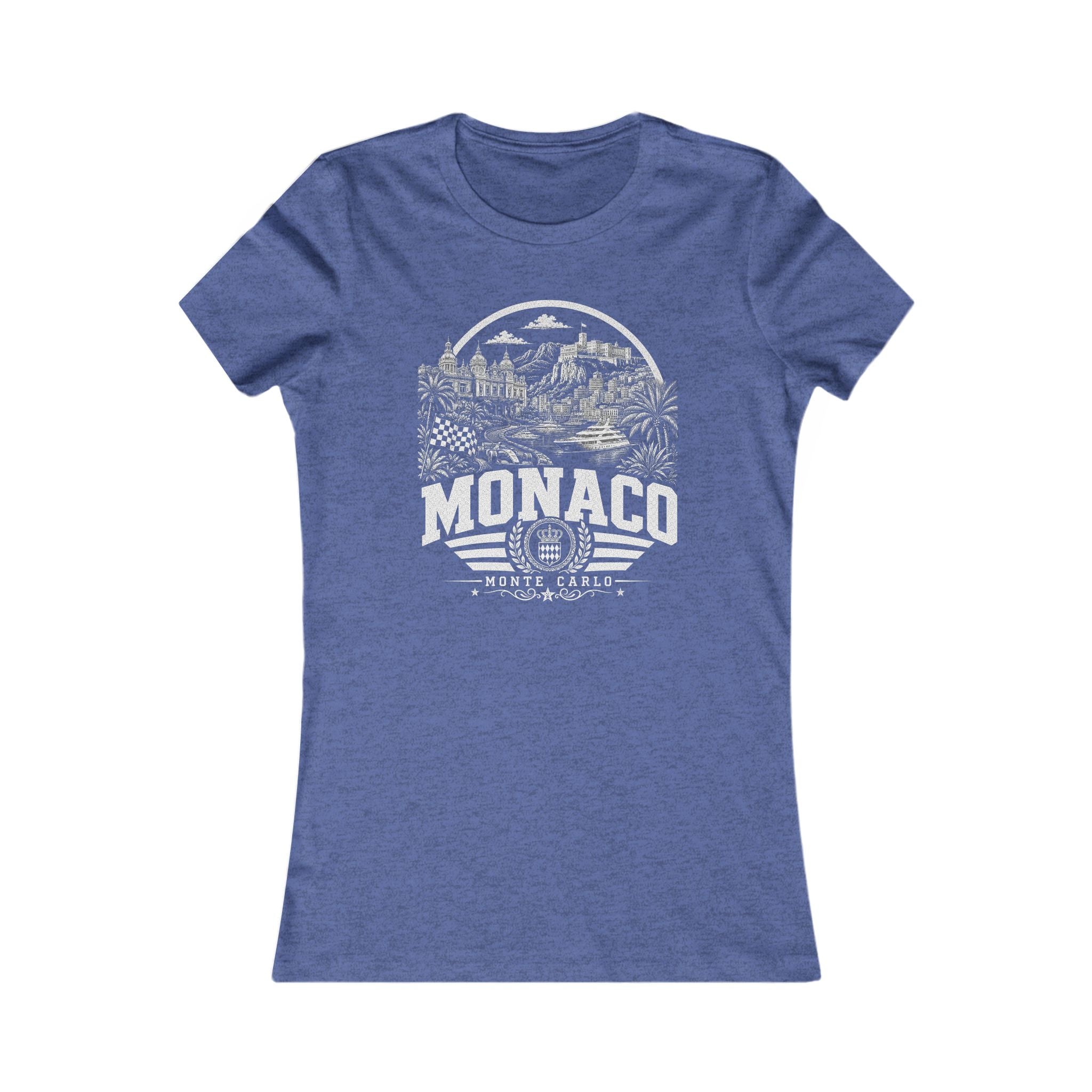 Monaco vintage landmarks women's tee — iconic landmark design | Nameshi Destinations (view 13)