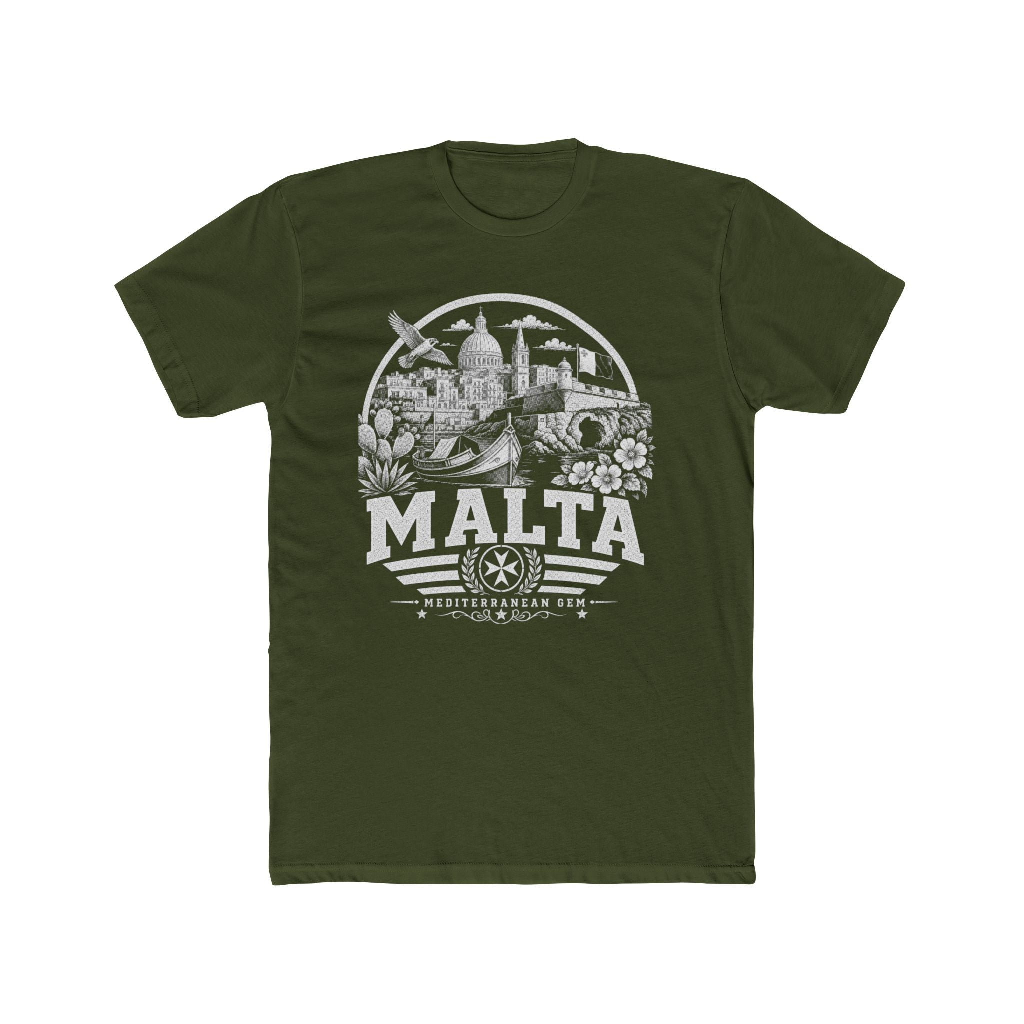 Malta vintage landmarks men's tee — iconic landmark design | Nameshi Destinations (view 4)