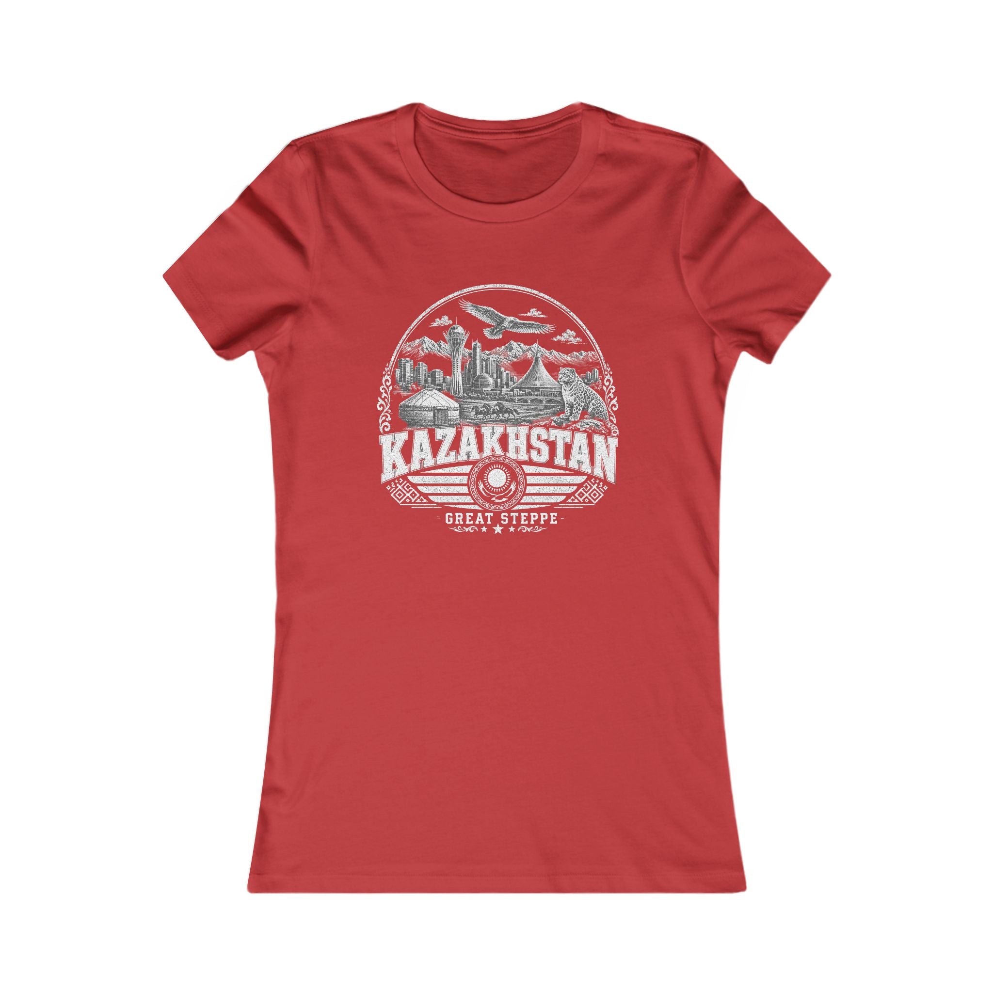 Kazakhstan vintage landmarks women's tee — iconic landmark design | Nameshi Destinations (view 9)