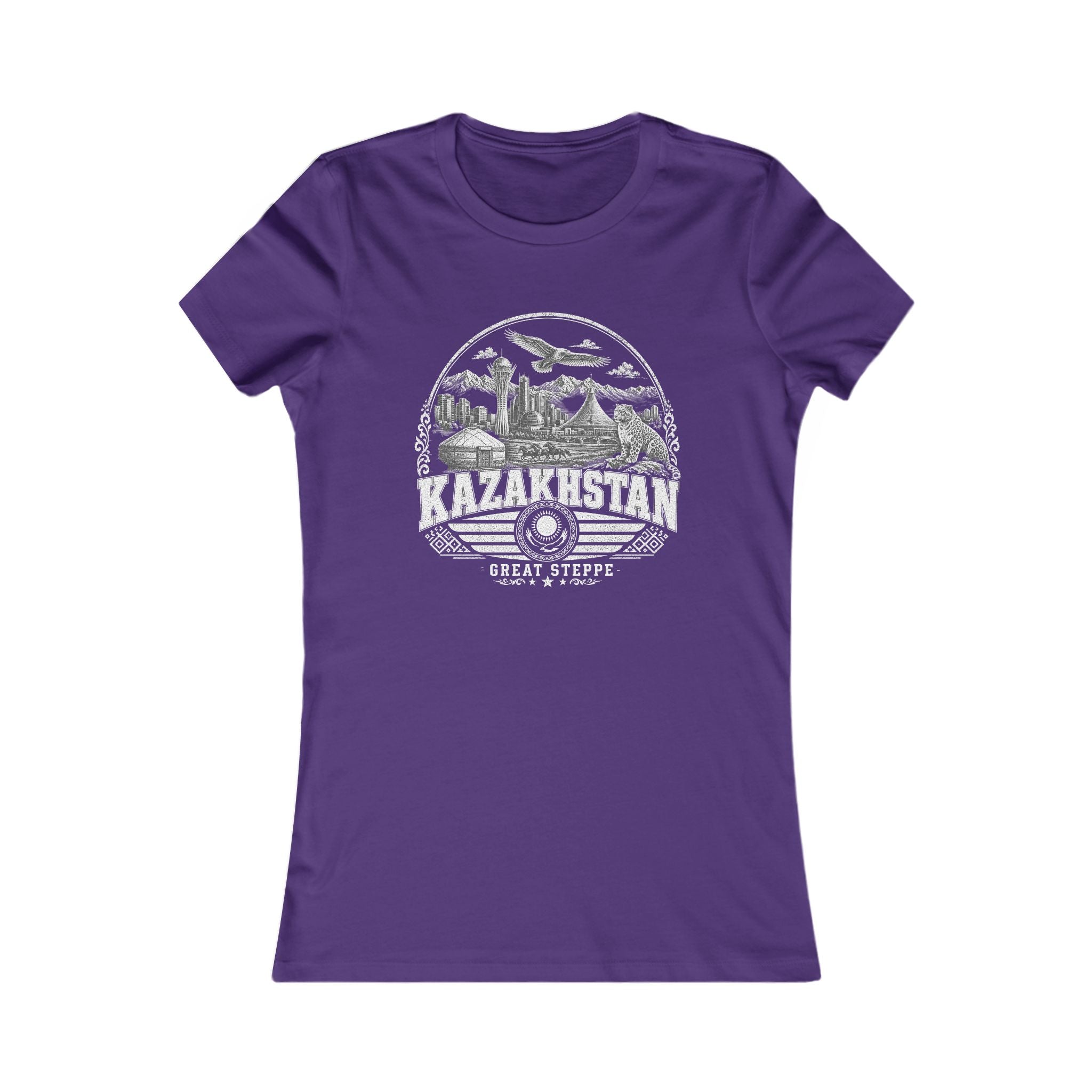 Kazakhstan vintage landmarks women's tee — iconic landmark design | Nameshi Destinations (view 6)