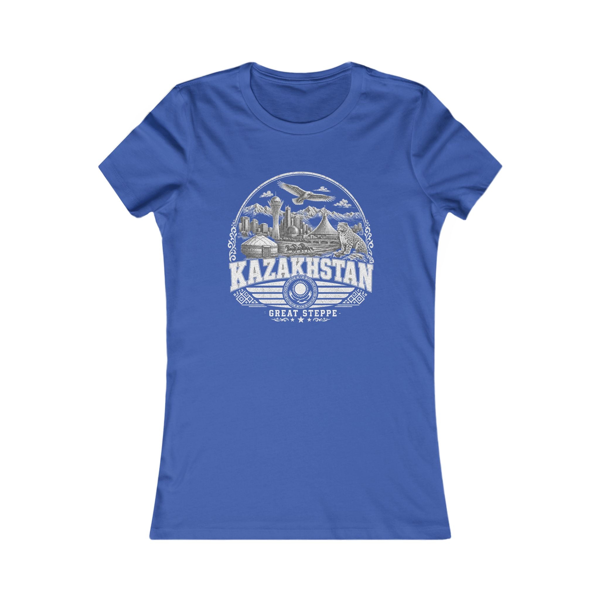 Kazakhstan vintage landmarks women's tee — iconic landmark design | Nameshi Destinations (view 3)