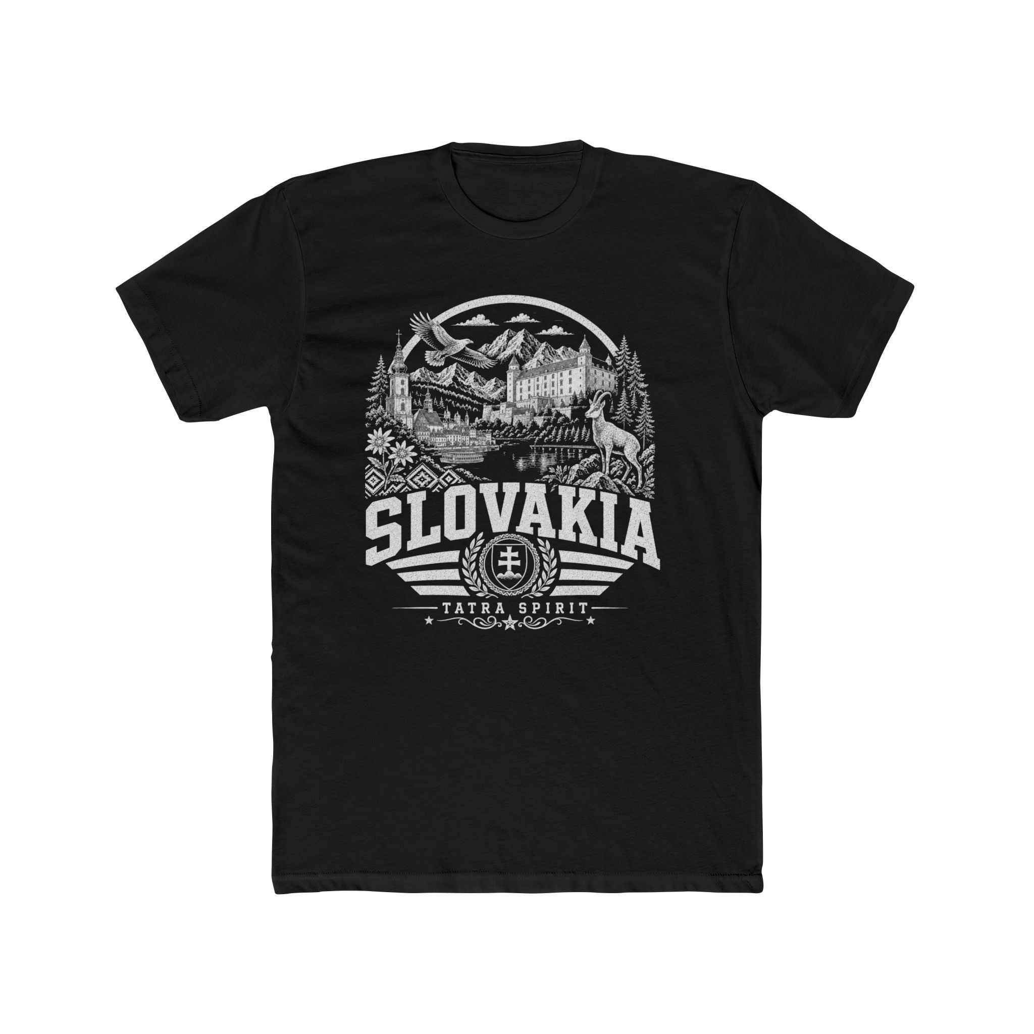 Slovakia vintage landmarks men's tee — iconic landmark design | Nameshi Destinations (view 2)