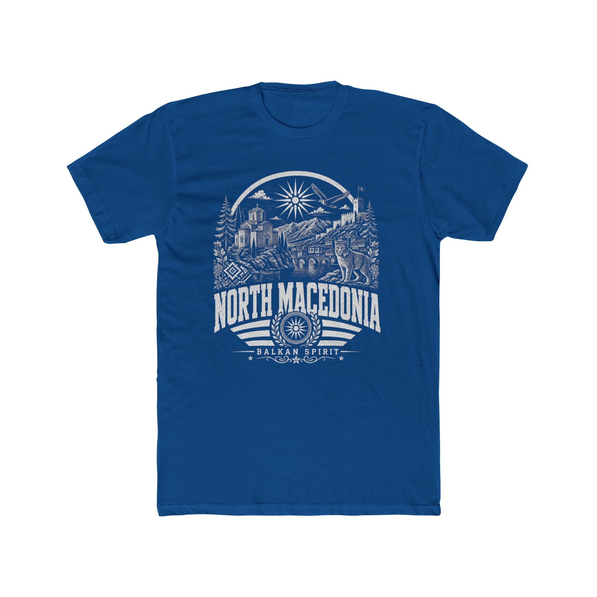 North Macedonia vintage landmarks men's tee — iconic landmark design | Nameshi Destinations (view 10)