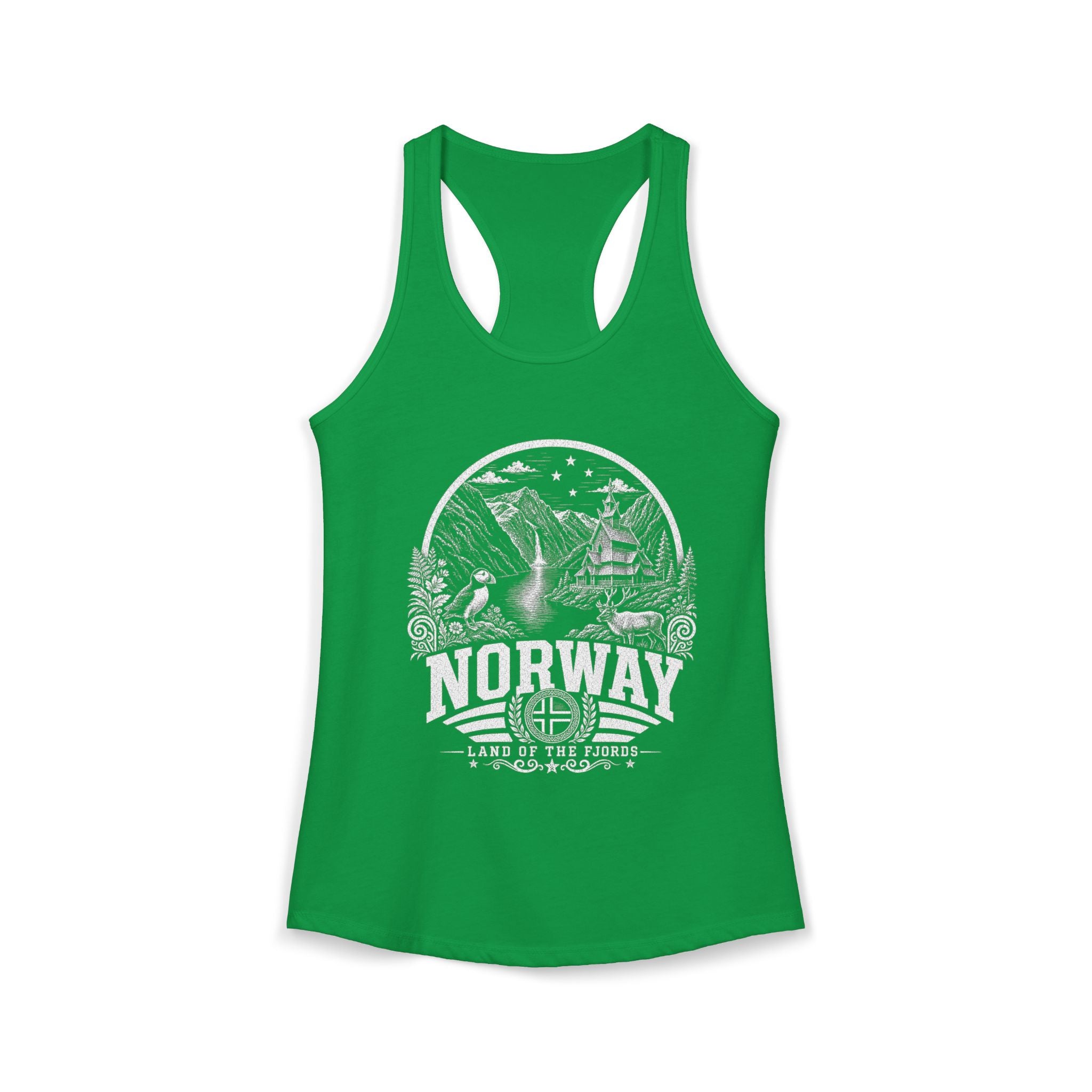 Norway vintage landmarks tank top — iconic landmark design | Nameshi Destinations (view 7)