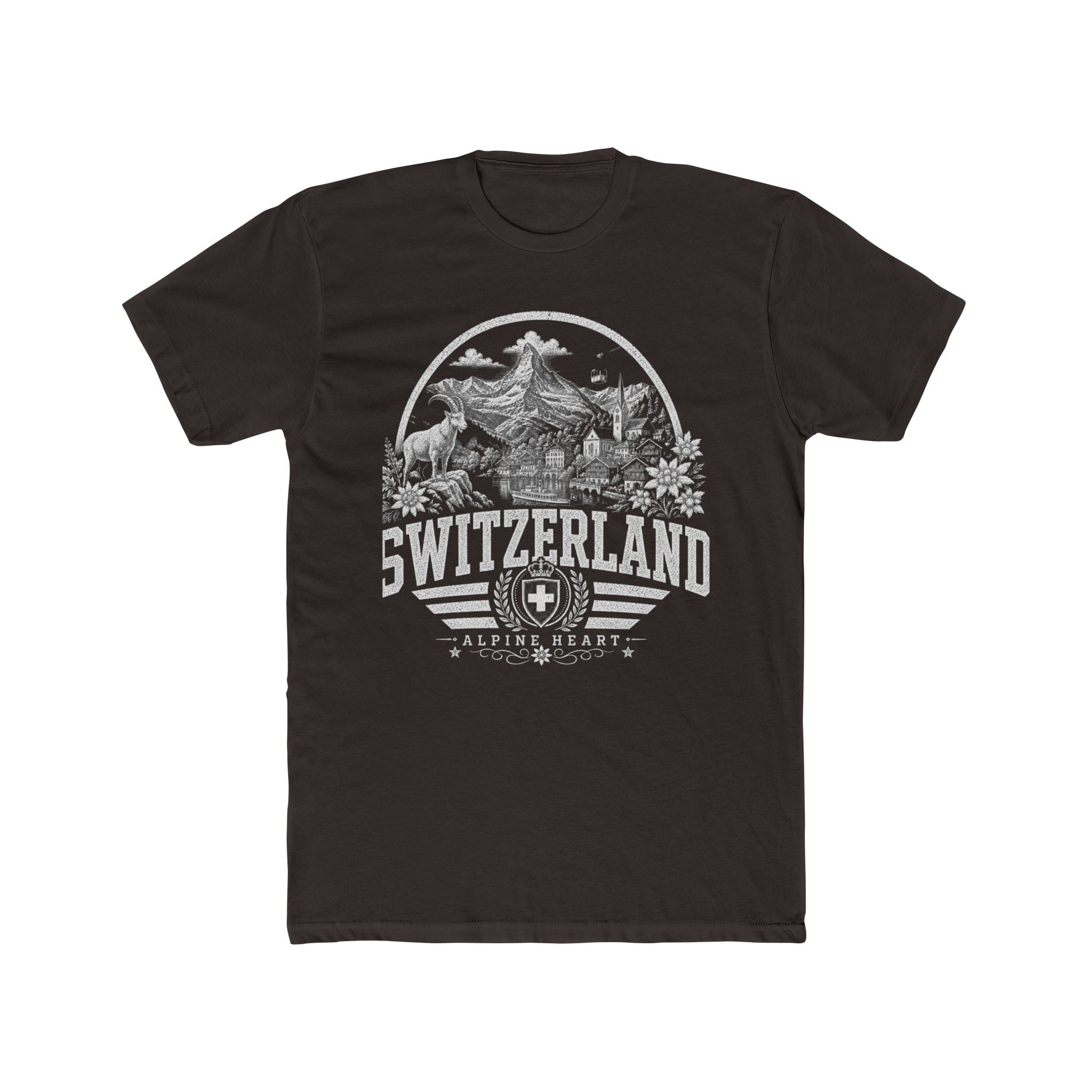 Switzerland vintage landmarks men's tee — iconic landmark design | Nameshi Destinations (view 1)