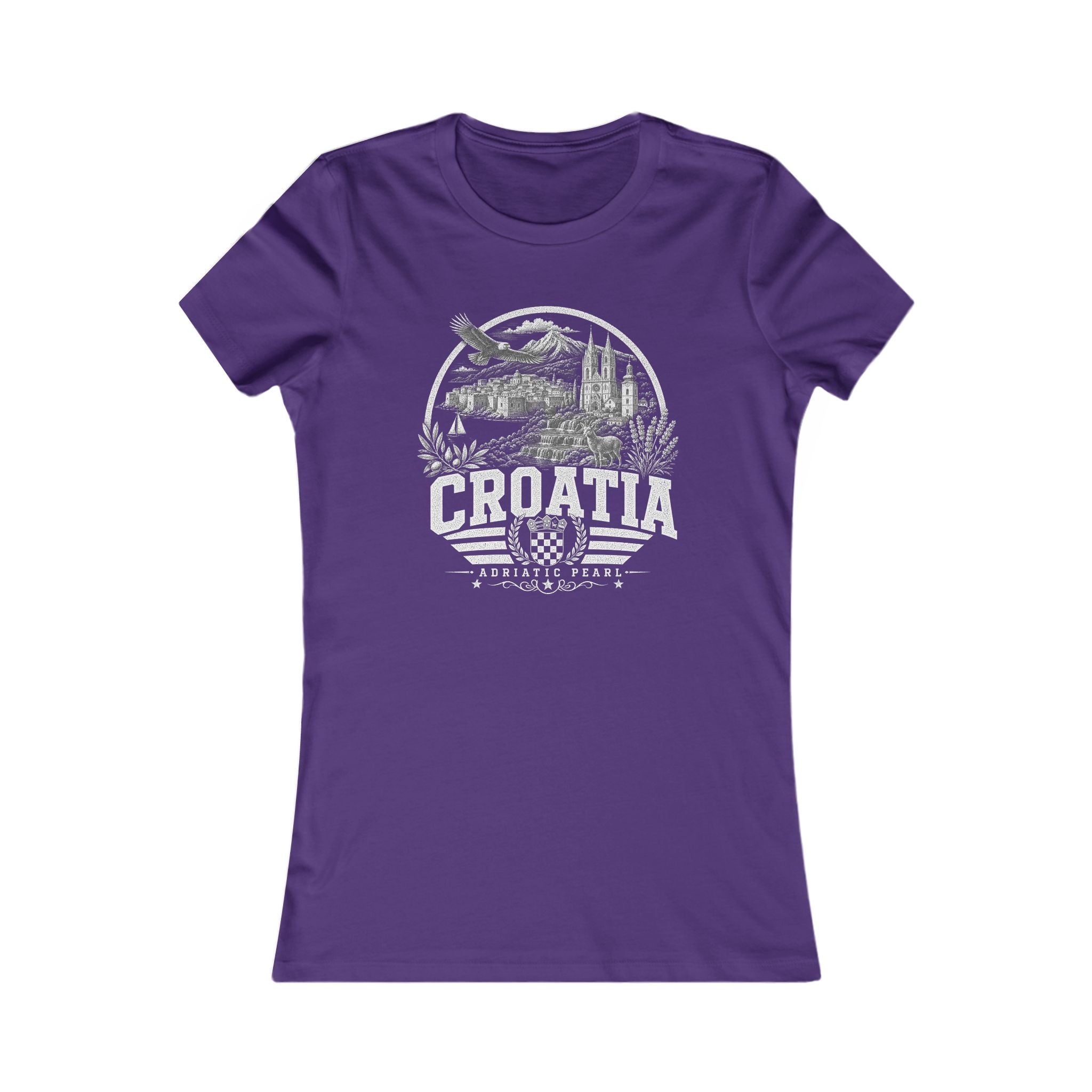 Croatia vintage landmarks women's tee — iconic landmark design | Nameshi Destinations (view 6)