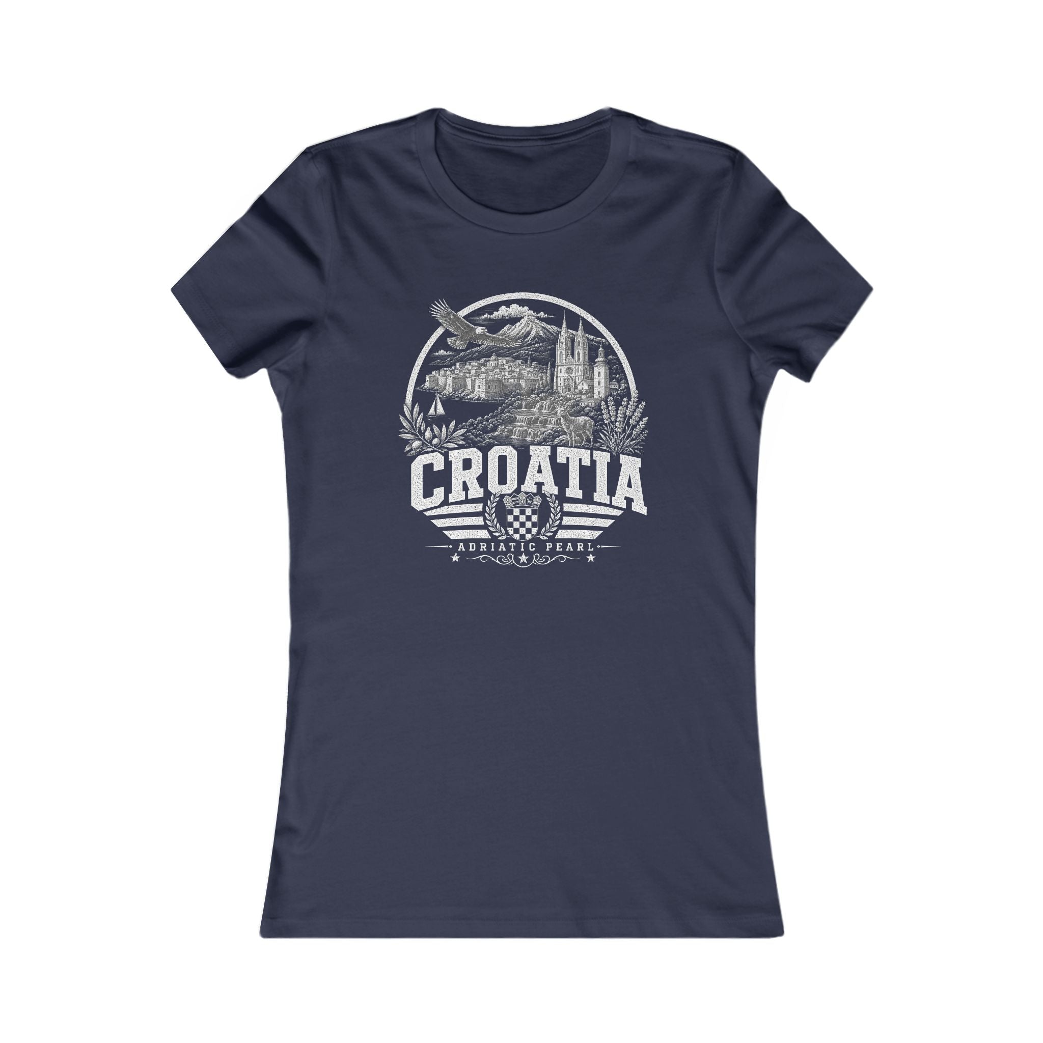 Croatia vintage landmarks women's tee — iconic landmark design | Nameshi Destinations (view 5)