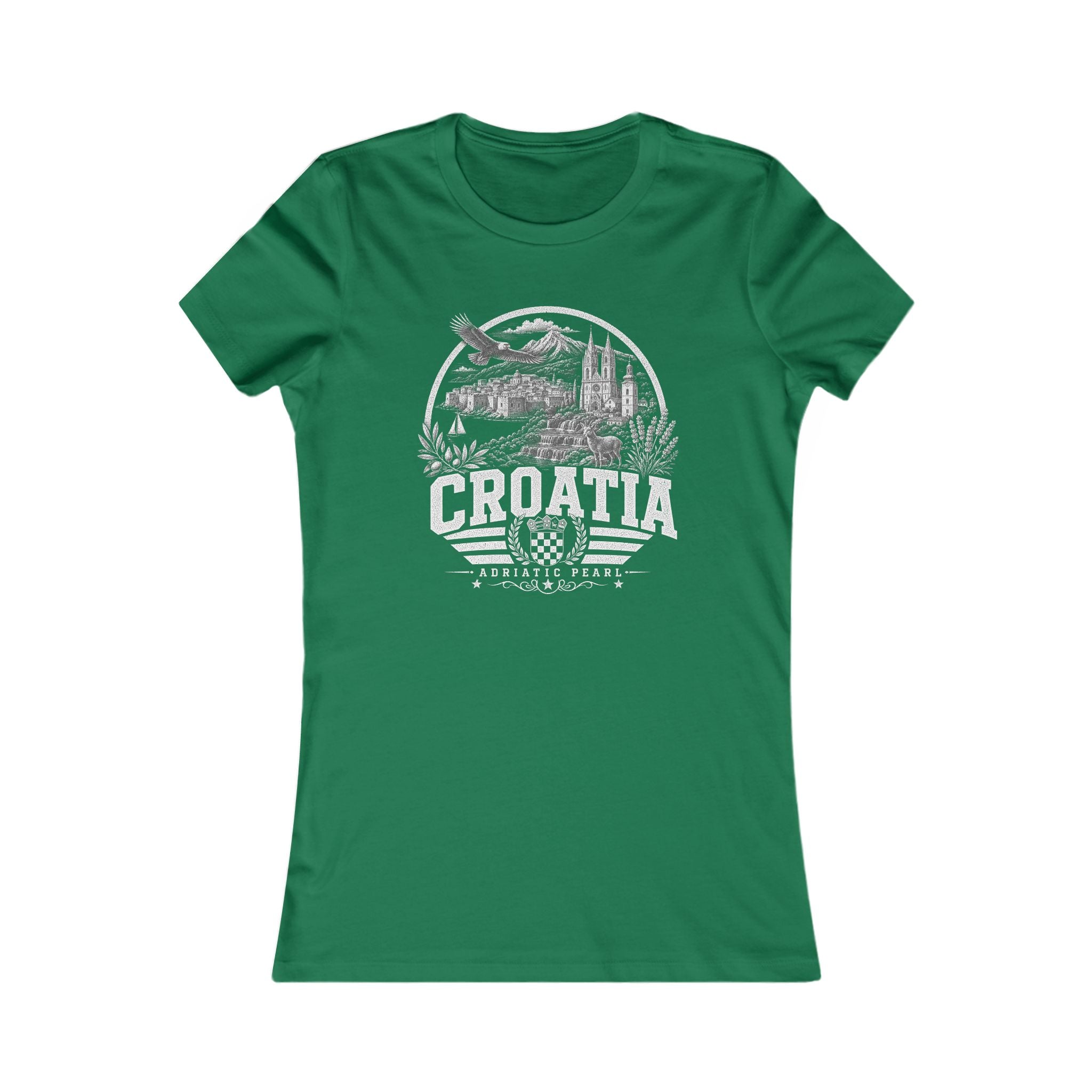 Croatia vintage landmarks women's tee — iconic landmark design | Nameshi Destinations (view 2)