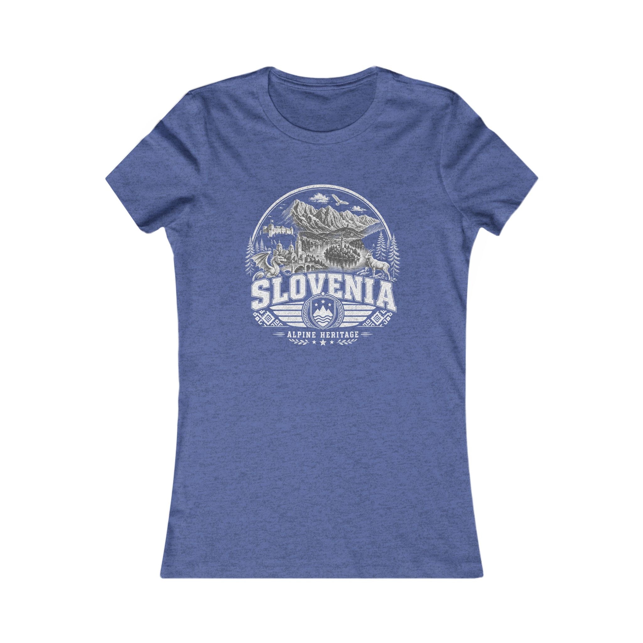 Slovenia vintage landmarks women's tee — iconic landmark design | Nameshi Destinations (view 13)