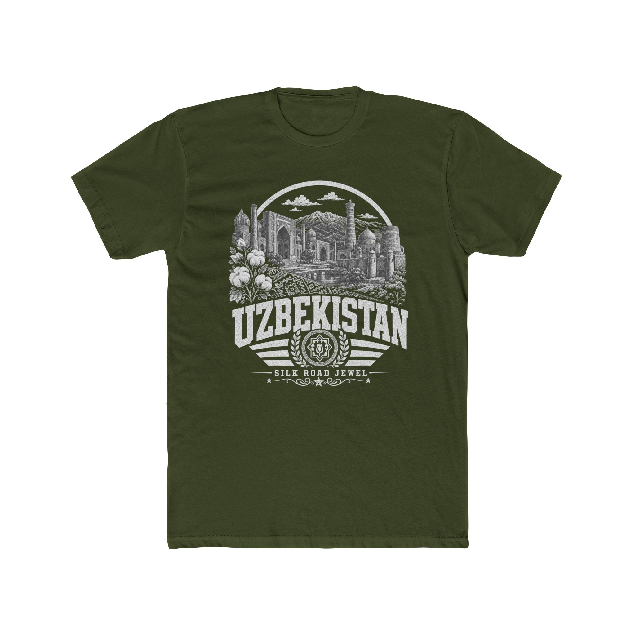 Camiseta Masculina Joia da Rota da Seda do Uzbequistão