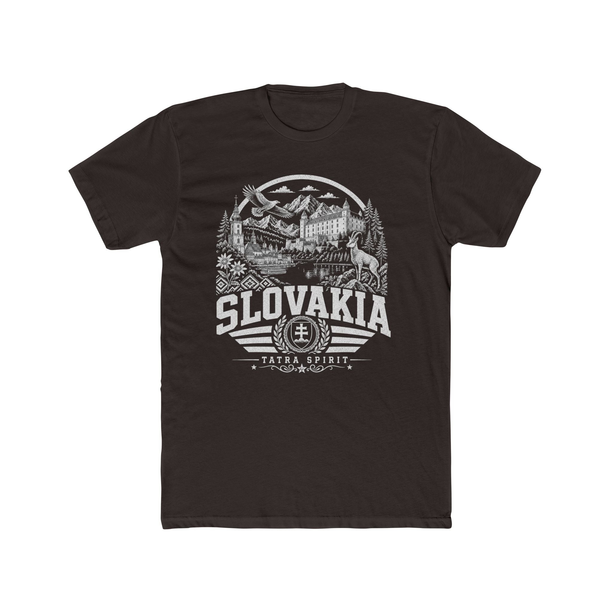 Slovakia vintage landmarks men's tee — iconic landmark design | Nameshi Destinations (view 1)