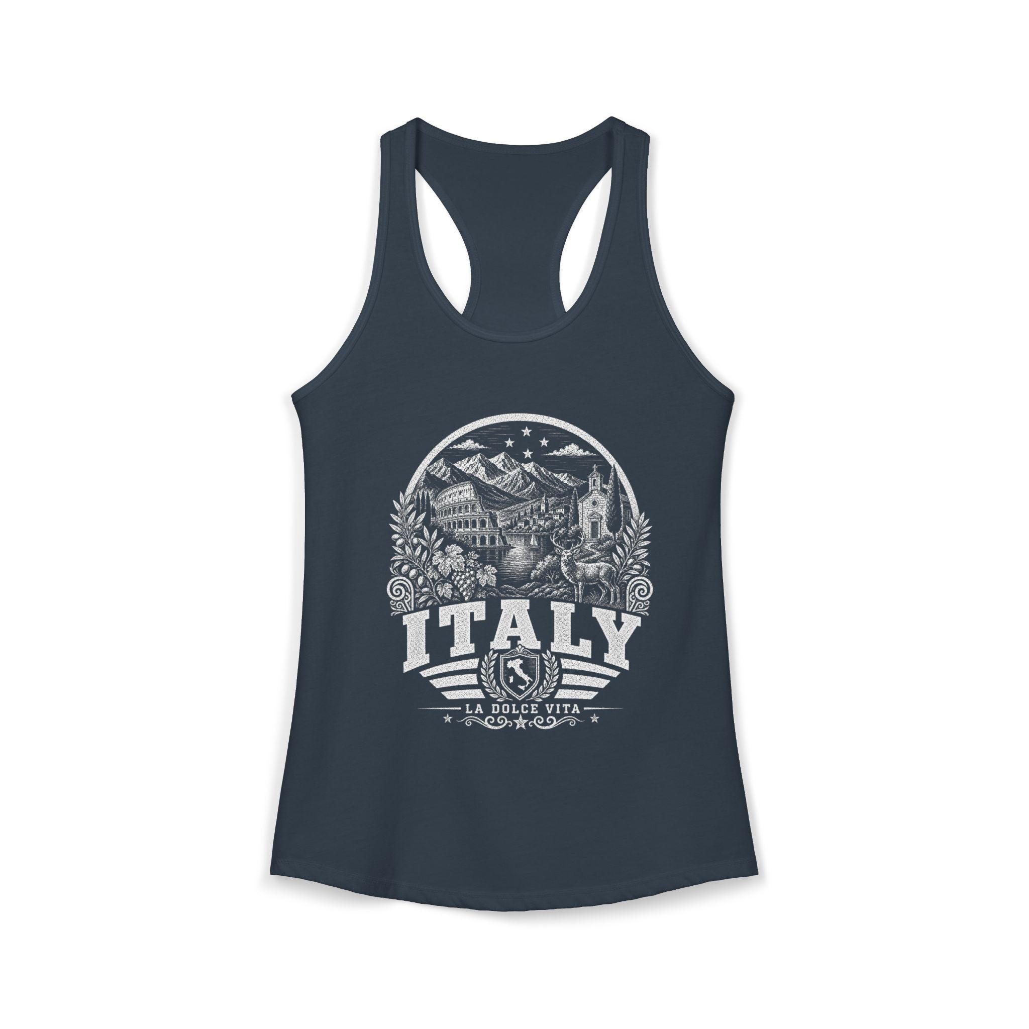 Italy vintage landmarks tank top — iconic landmark design | Nameshi Destinations (view 9)