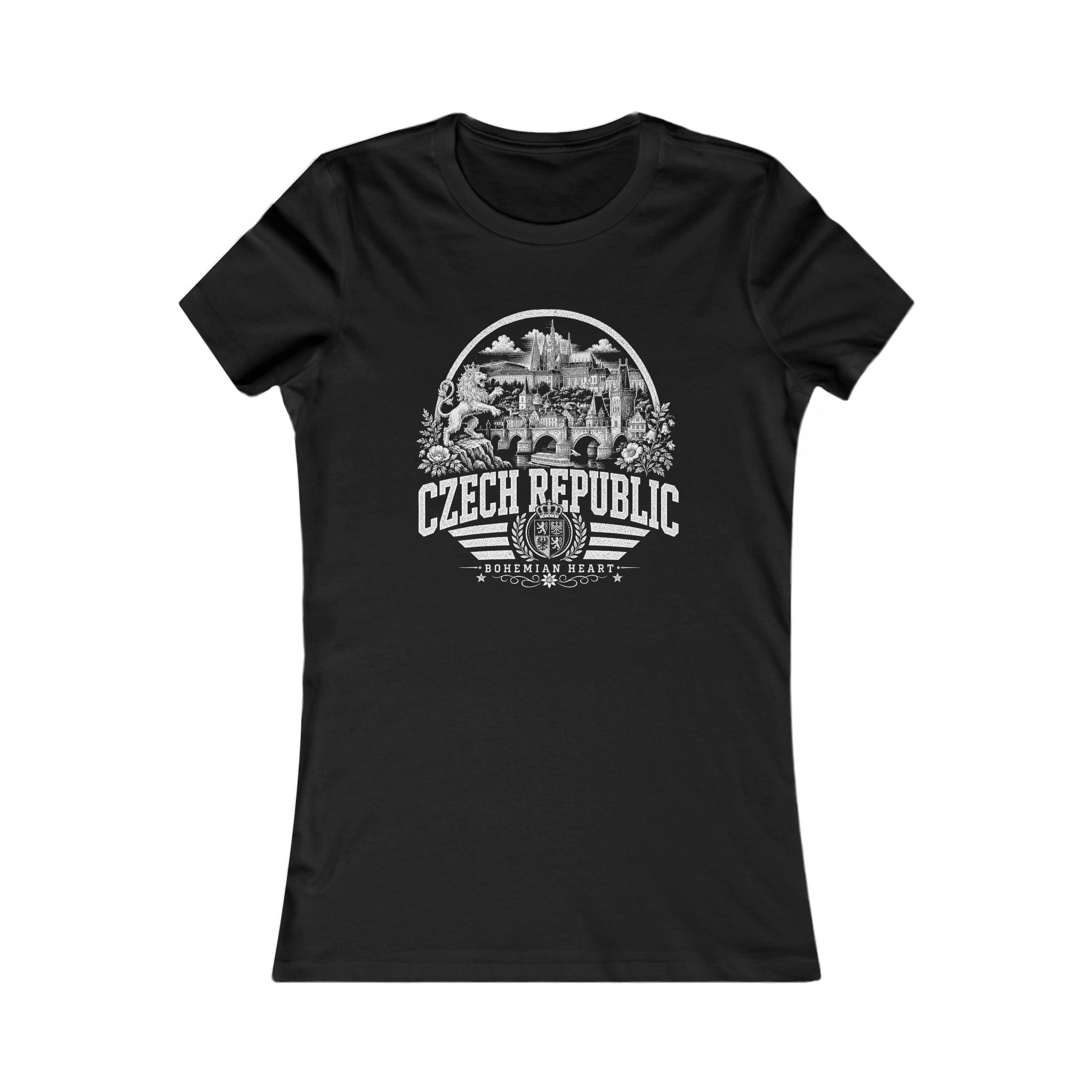 Czech Republic vintage landmarks women's tee — iconic landmark design | Nameshi Destinations (view 1)