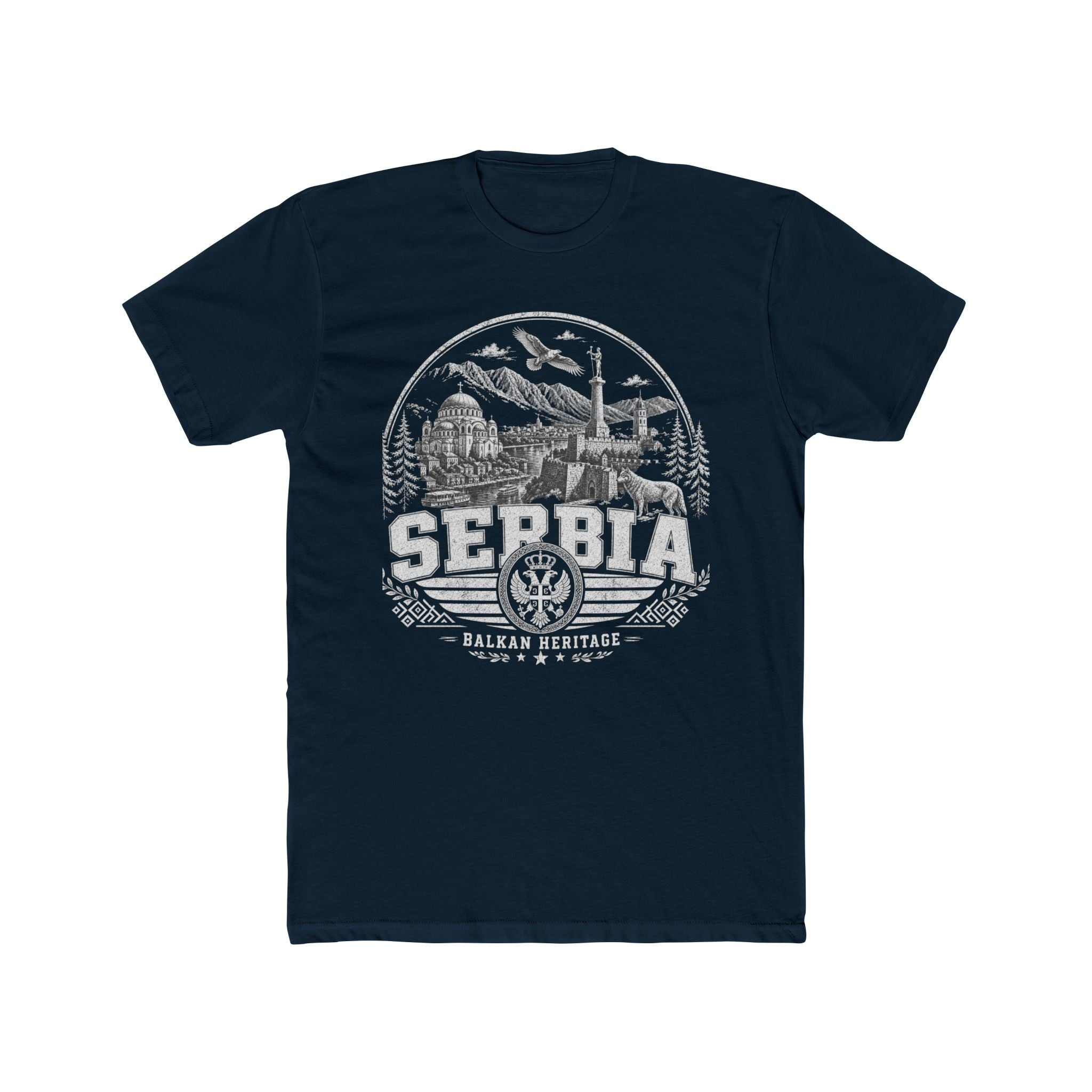 Serbia vintage landmarks men's tee — iconic landmark design | Nameshi Destinations (view 12)
