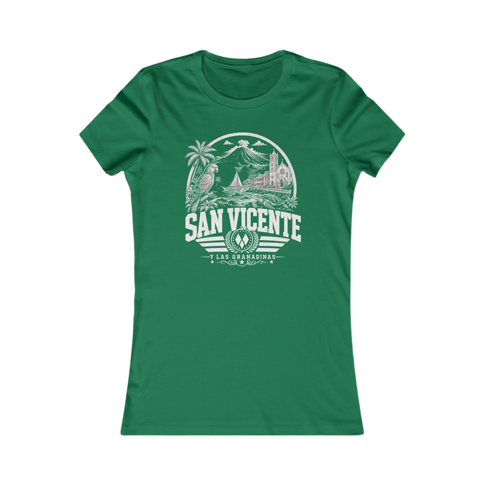 San Vicente vintage landmarks women's tee — iconic landmark design | Nameshi Destinations (view 2)