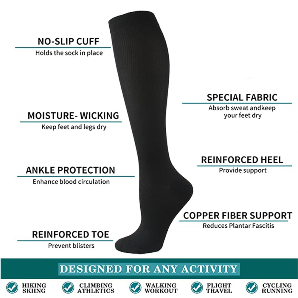 Travel compression socks for flights and circulation