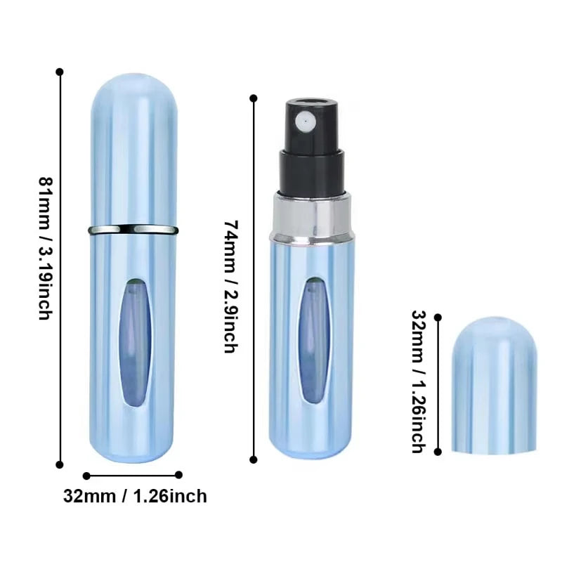 Aluminum refillable travel perfume atomizer