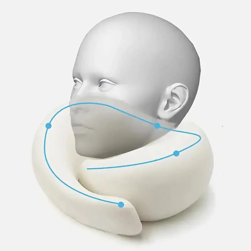 Compact memory foam travel neck pillow with carry pouch