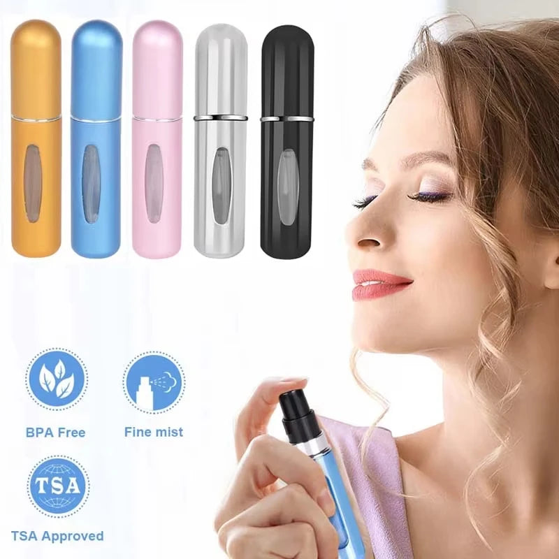 Aluminum refillable travel perfume atomizer