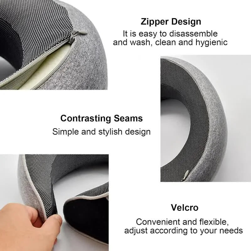 Compact memory foam travel neck pillow with carry pouch