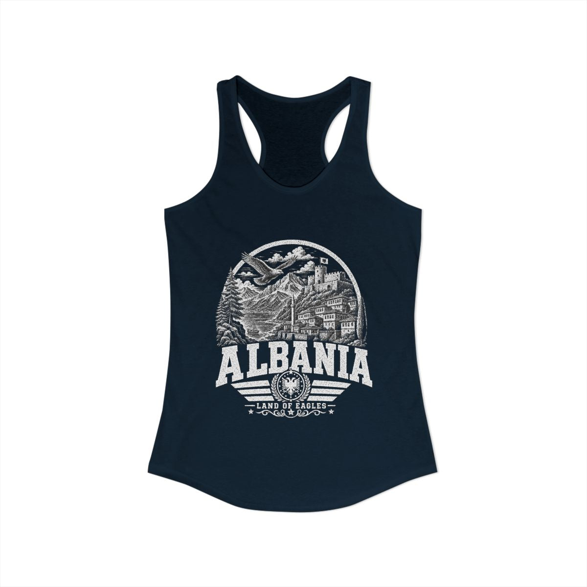 Albania Women's Tank Top — Solid Midnight Navy (front)