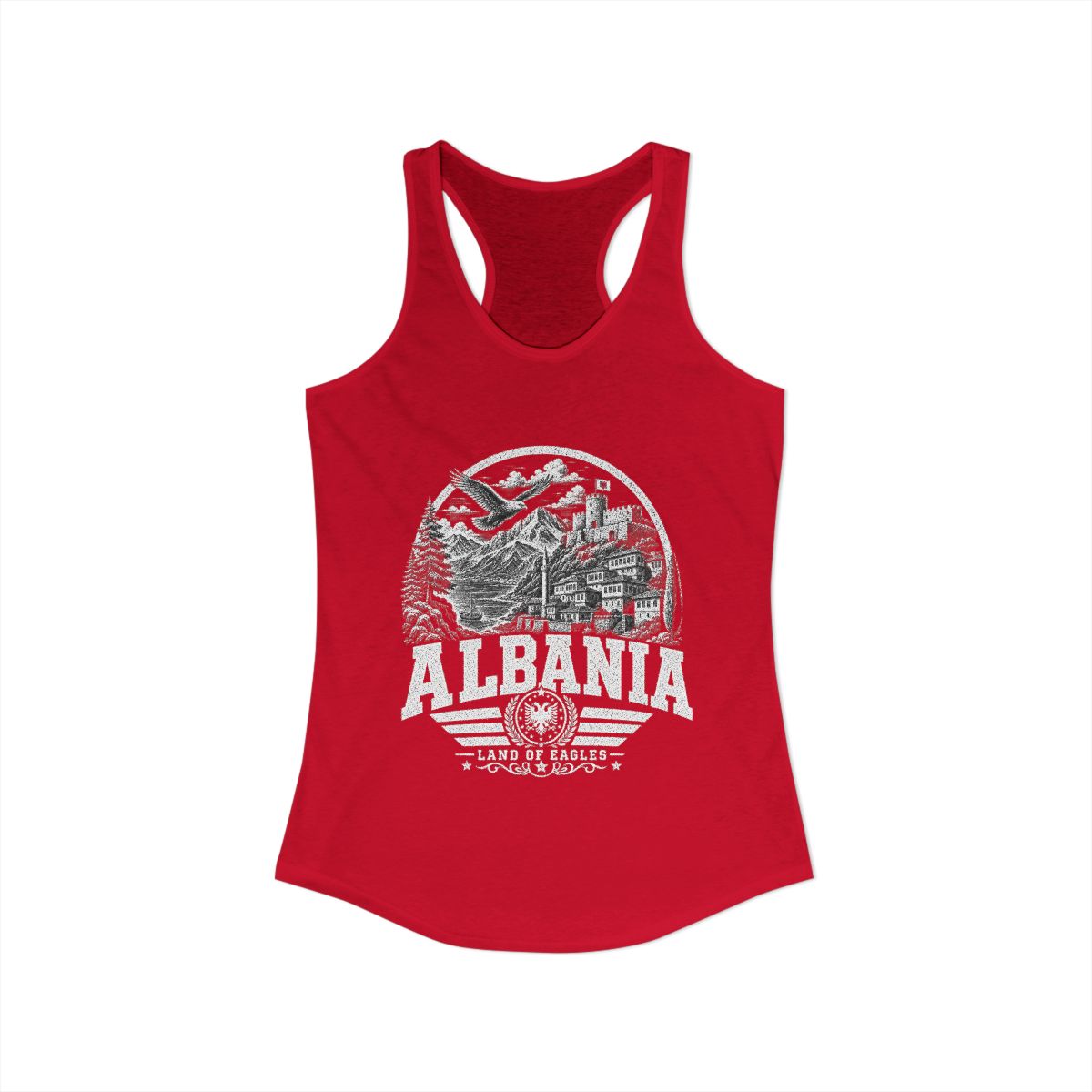 Albania Women's Tank Top — Solid Red (front)