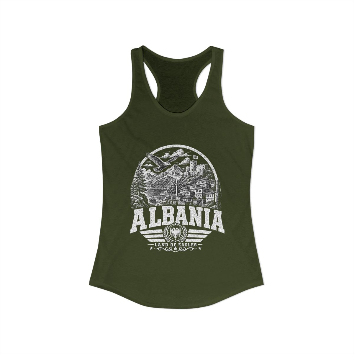 Albania Women's Tank Top — Solid Military Green (front)