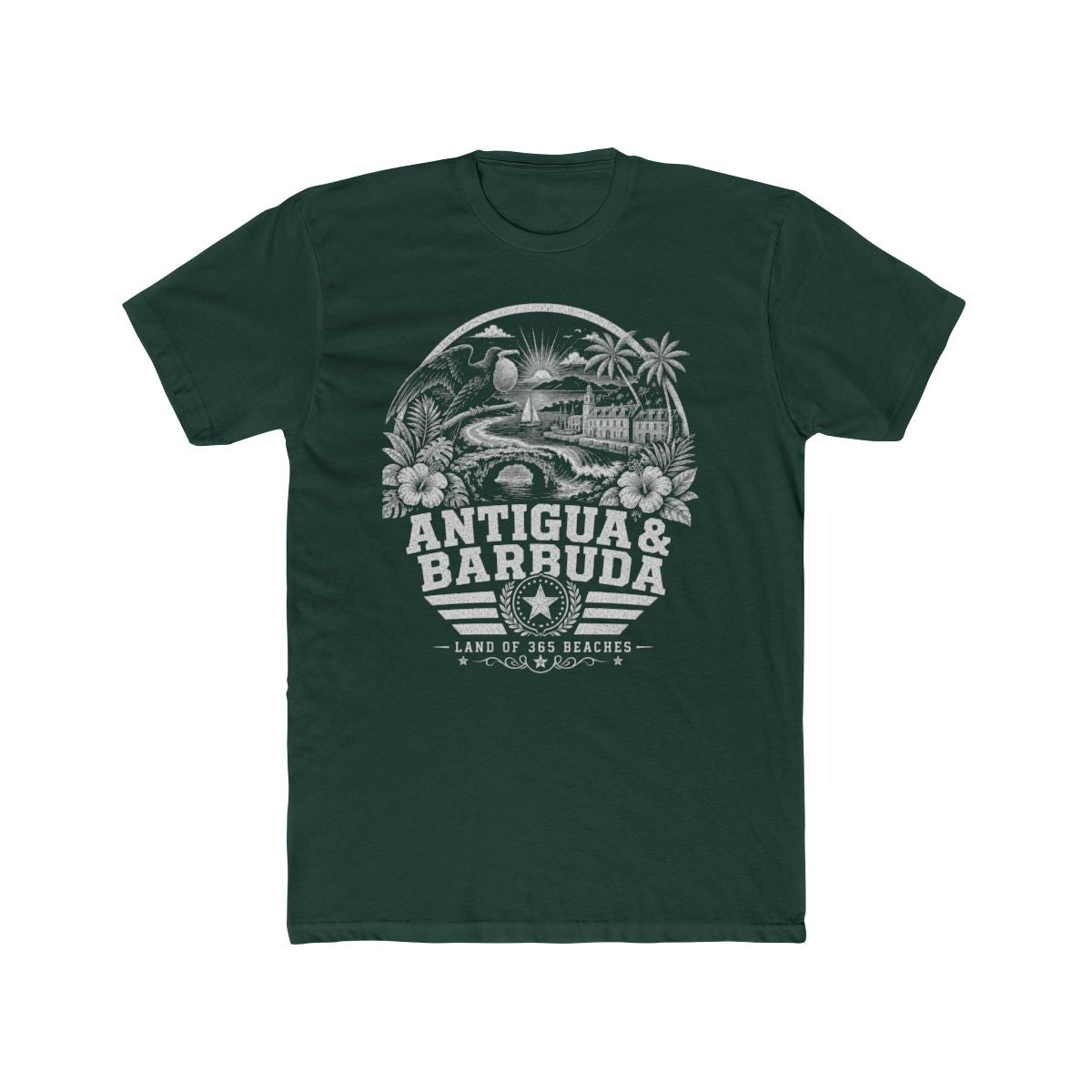 Antigua y Barbuda Men's Tee — Solid Forest Green