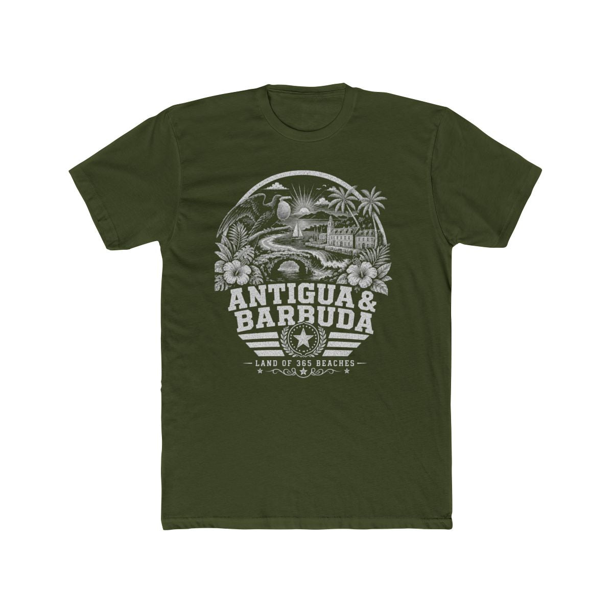 Antigua y Barbuda Men's Tee — Solid Military Green