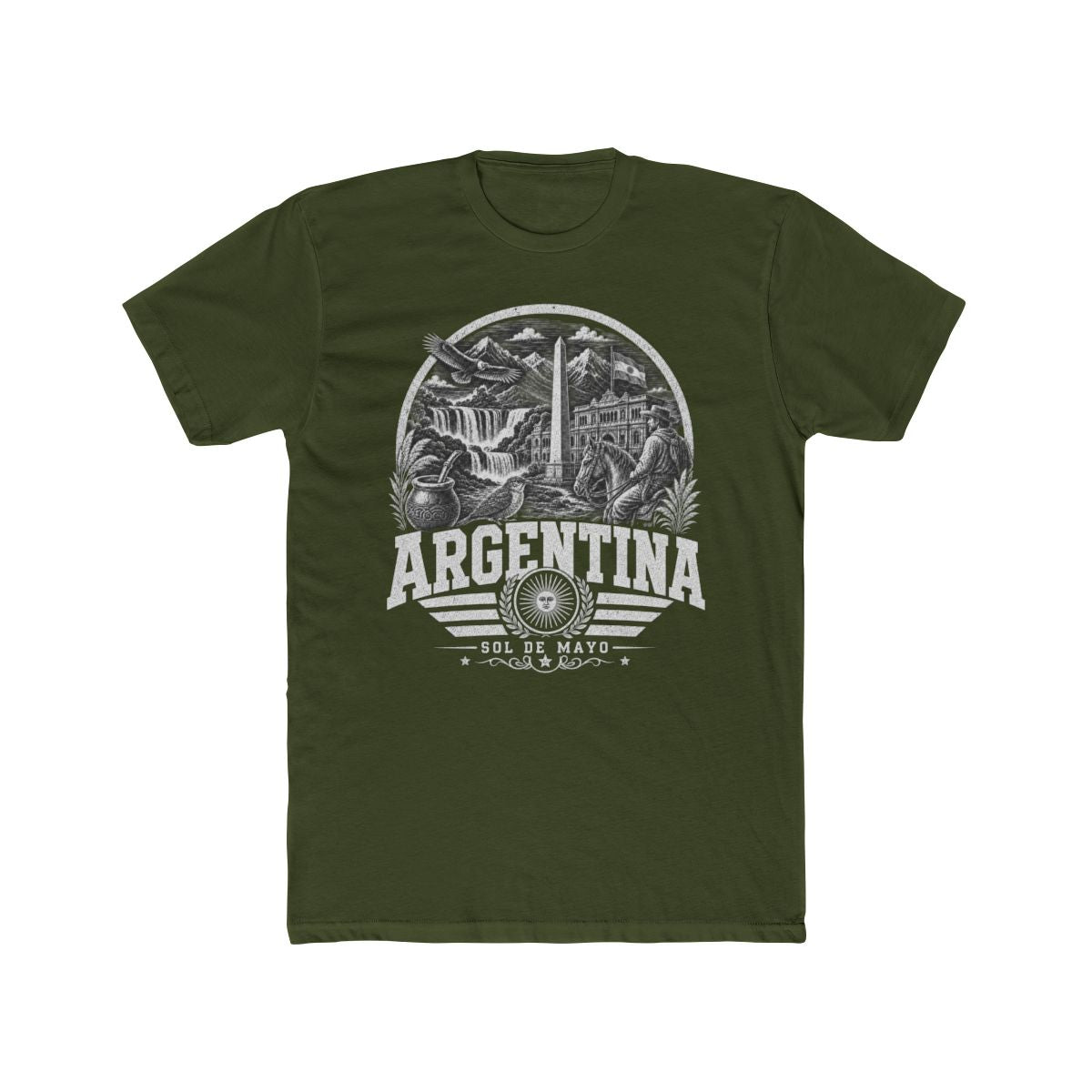 Argentina Men's Tee — Solid Military Green