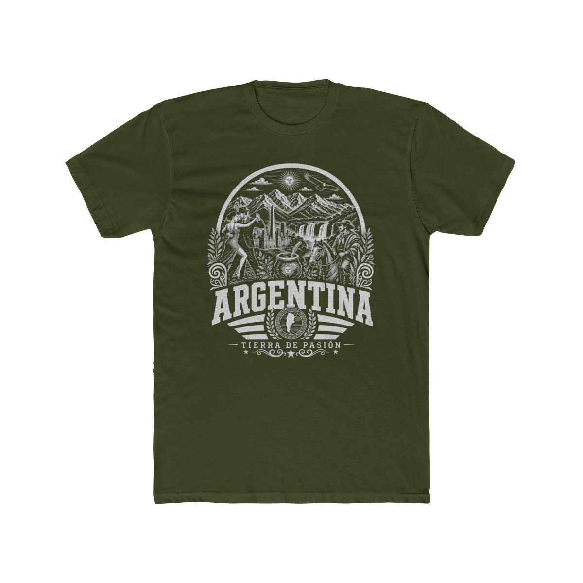 Argentina Men's Tee — Solid Military Green