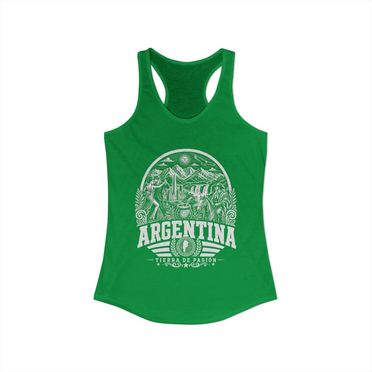 Argentina Women's Tank Top — Solid Kelly Green (front)